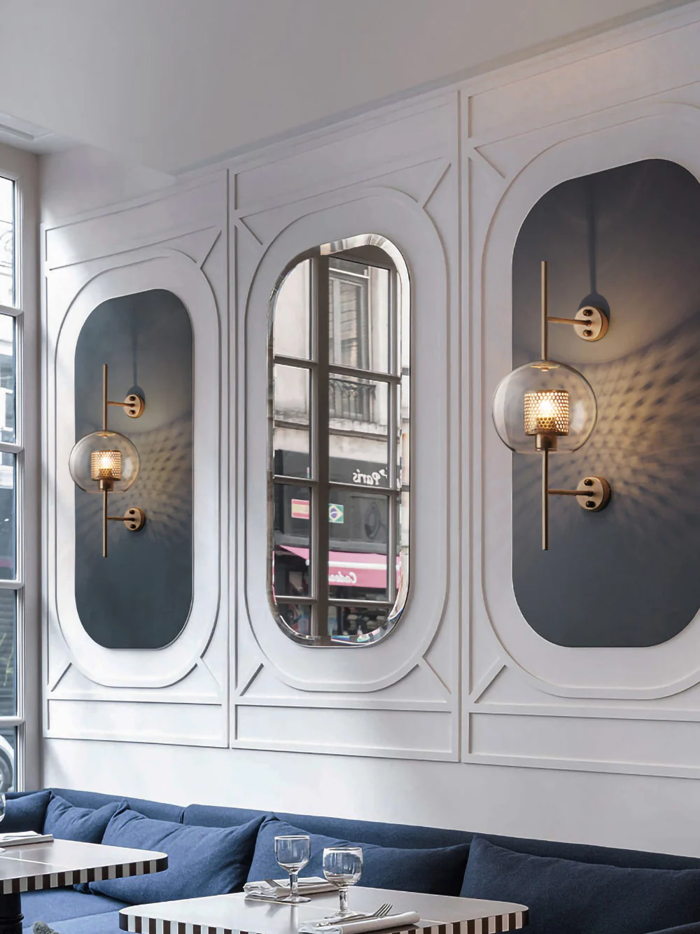 Настенный светильник Chiswick Glass - ∅13см x 67см, серебряный, стекло, 2 шт