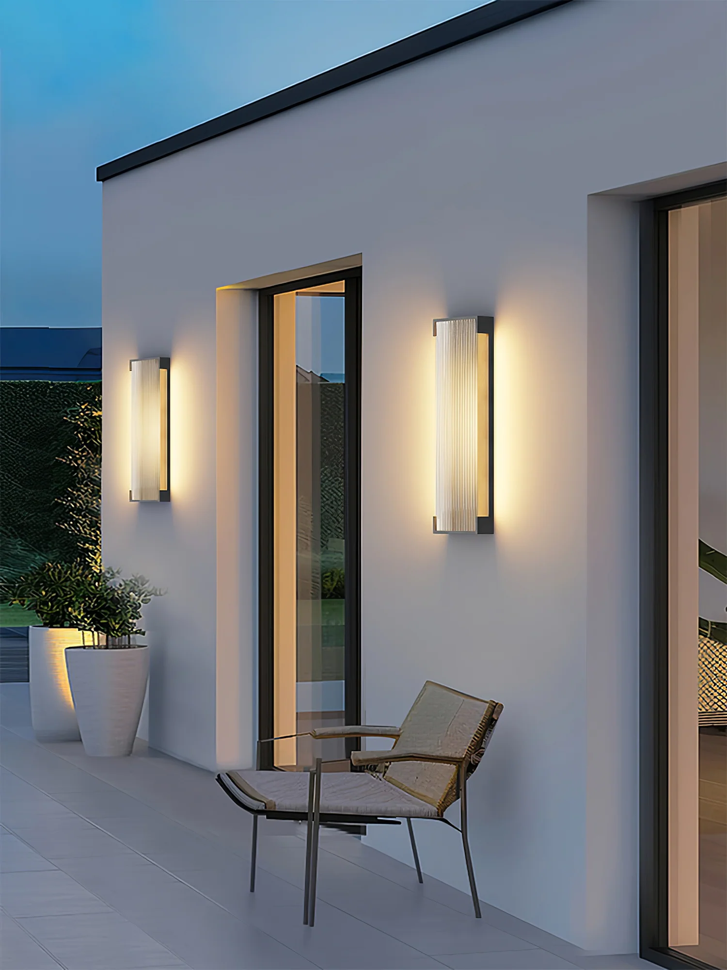 Rectangular Outdoor Wall Light - L 5.9″ x H 19.7″ x Depth 2″ / Warm Light / Set Of 2