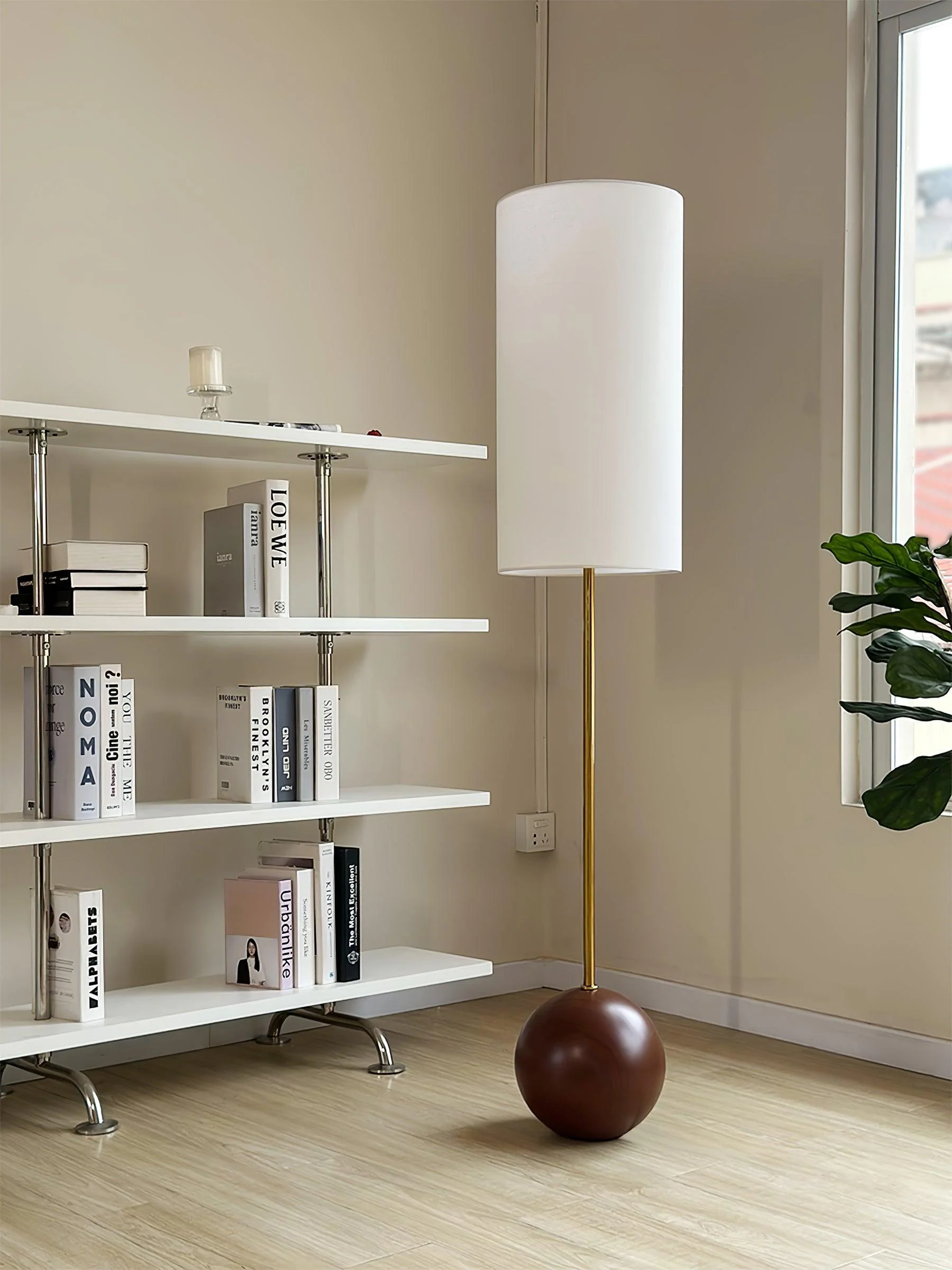 Торшер Orbis Wooden Sphere - ∅28см x 153см, дерево, белый