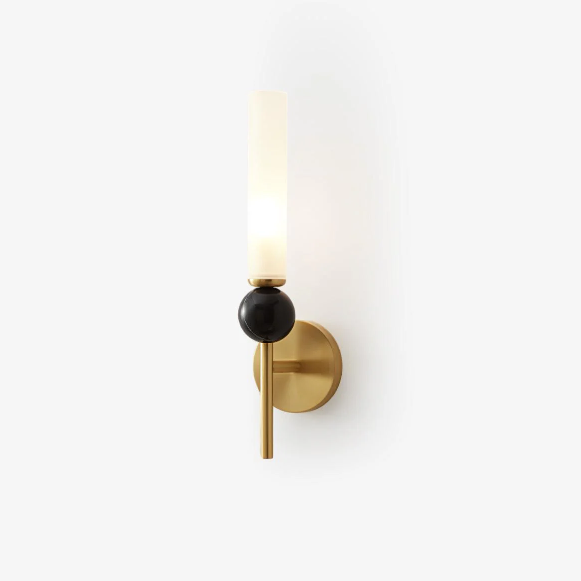 Настенный светильник Marble Vertical - модель C, ∅10см x 115см, черный, черный мраморный шар