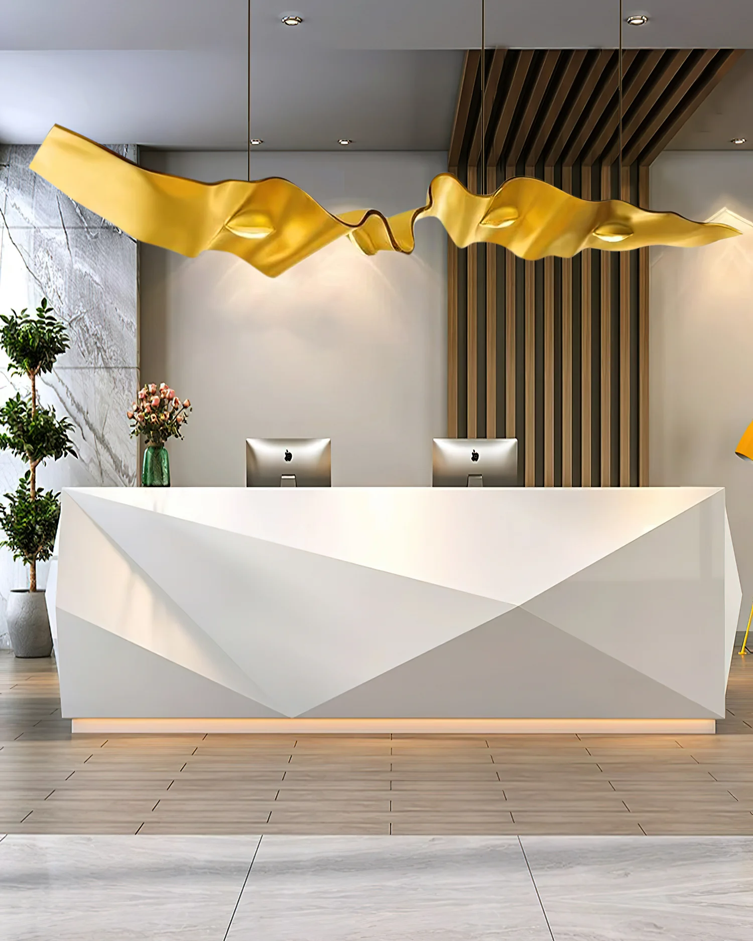 Люстра Gold Ribbon - ∅190см x 150см, золотой, теплый свет