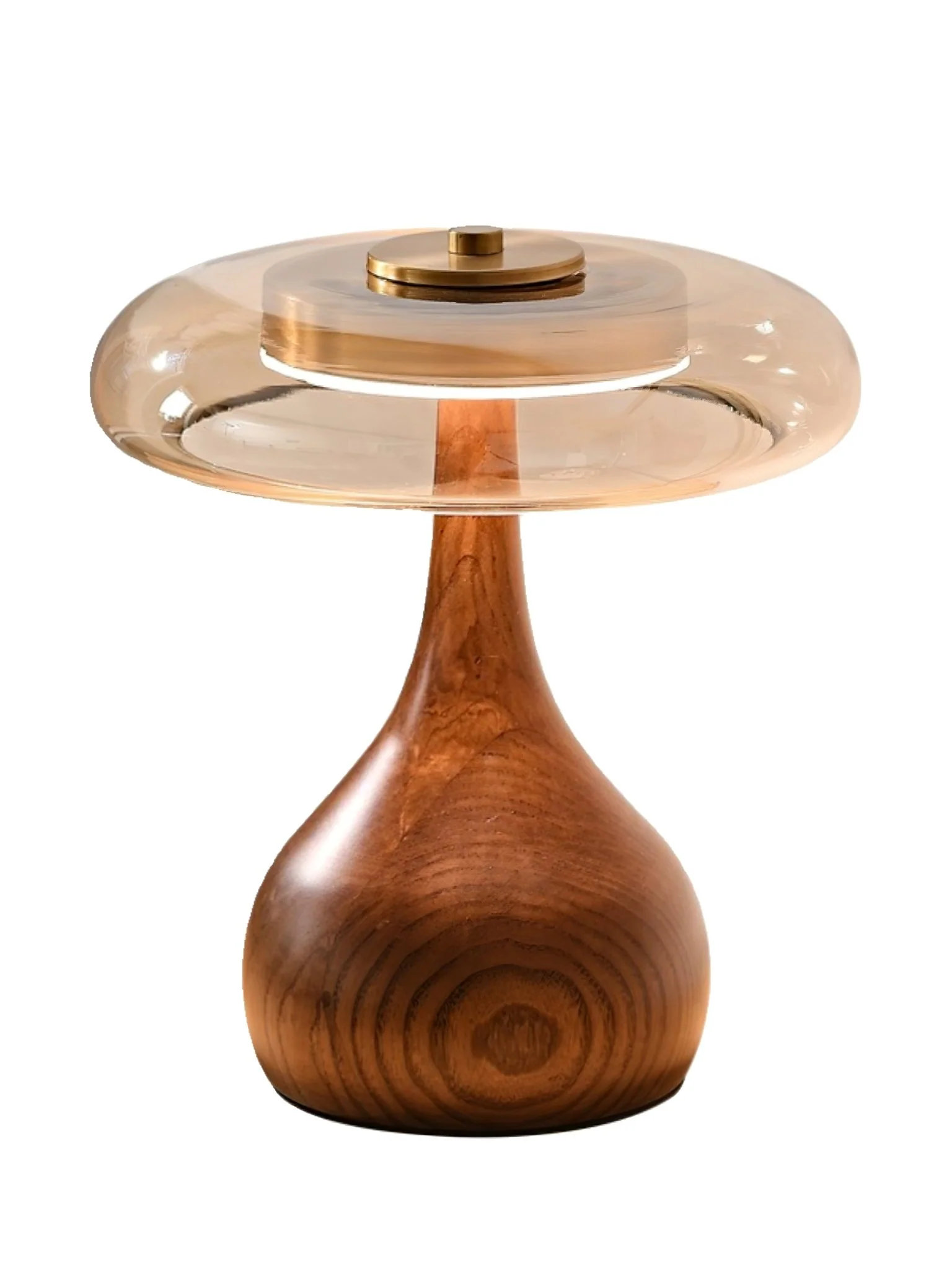 Настольный светильник Sienna - ∅22см x 25см, орех, янтарь
