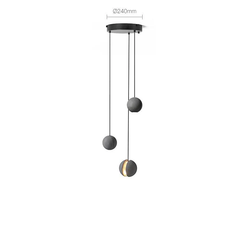 Подвесной светильник Moon Concrete - 2 плафона ∅24см x 150см, серый