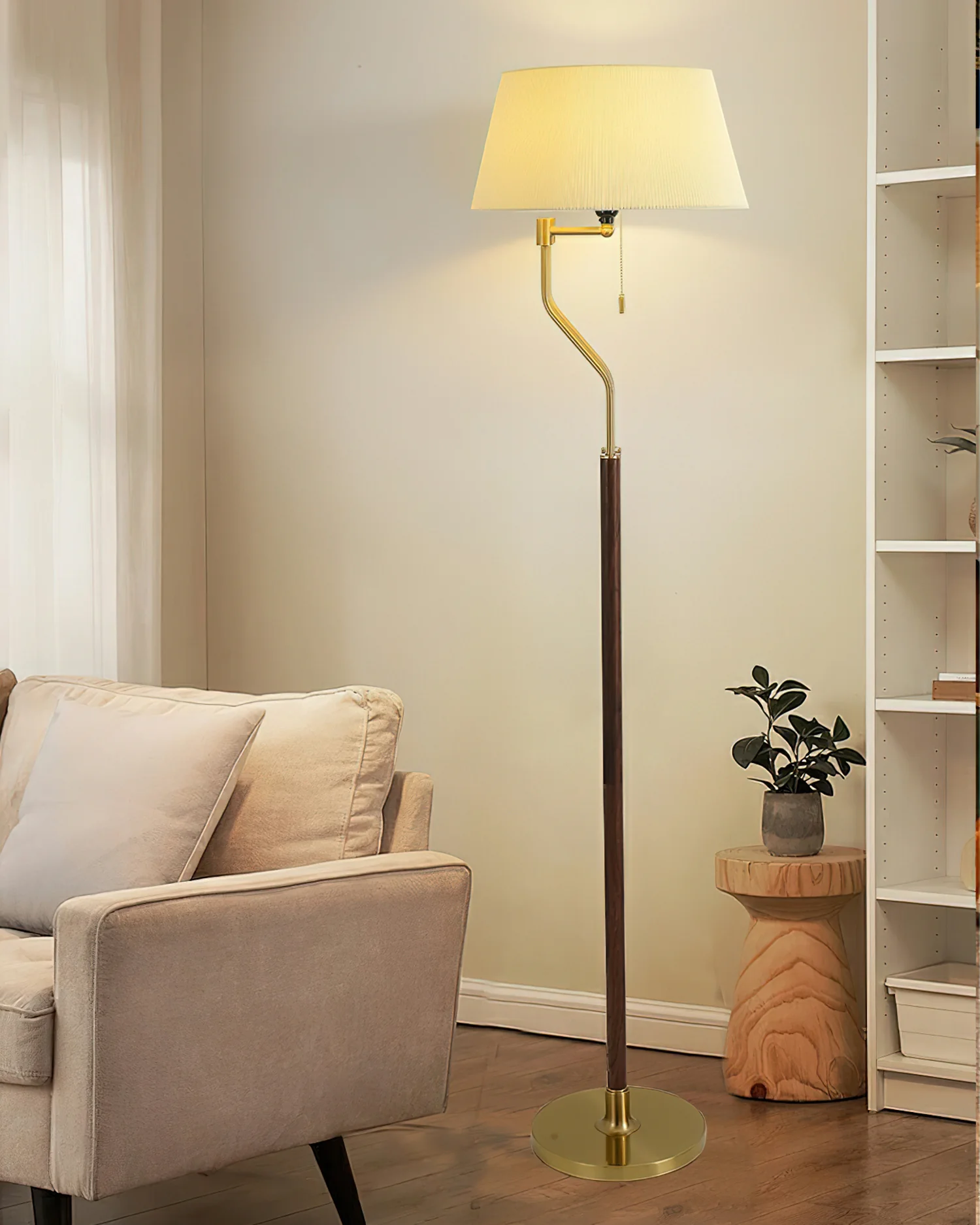 Торшер Walnut Whisper - ∅40см x 160см, орех, золотой
