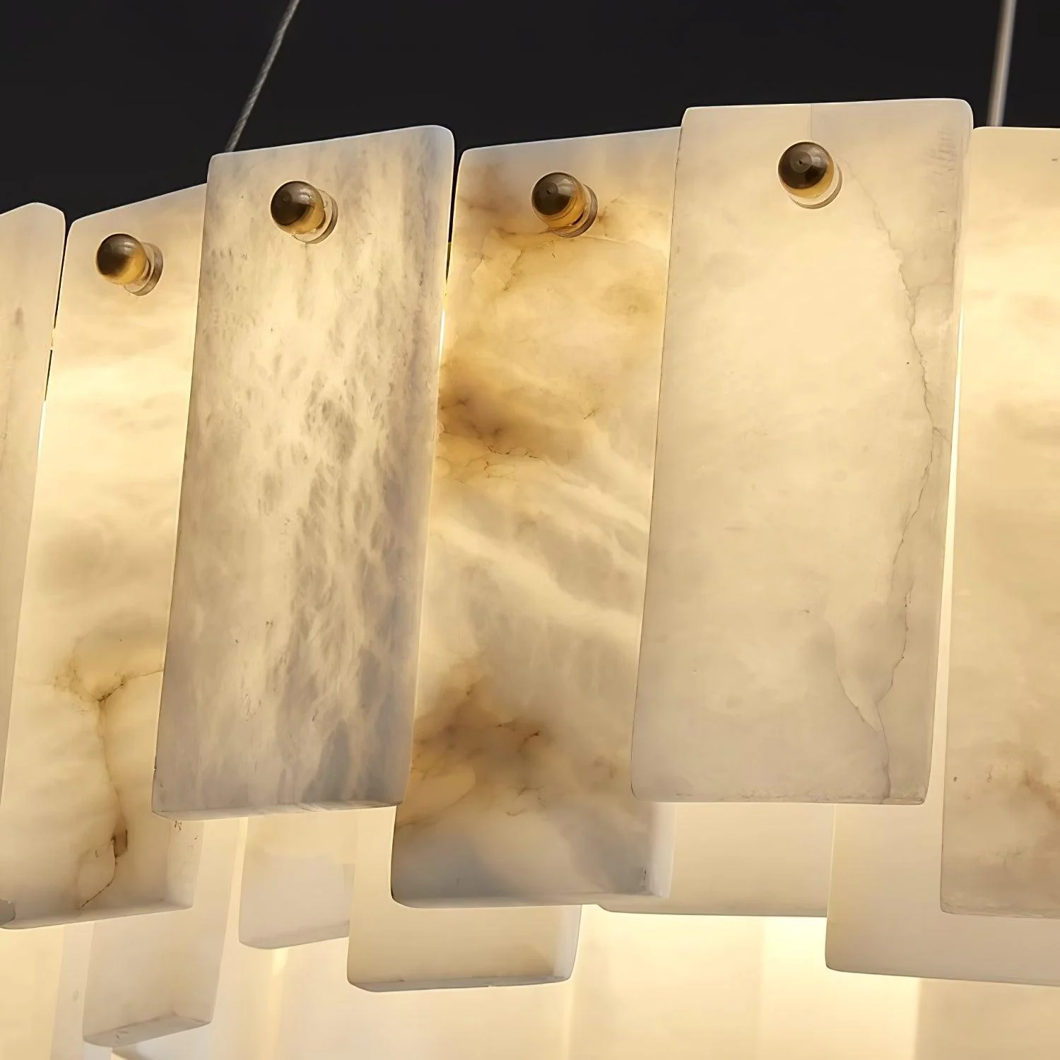 Люстра Celestial Alabaster Round - длинное крепление 120см x 35см x 14см, латунь, белый, теплый свет