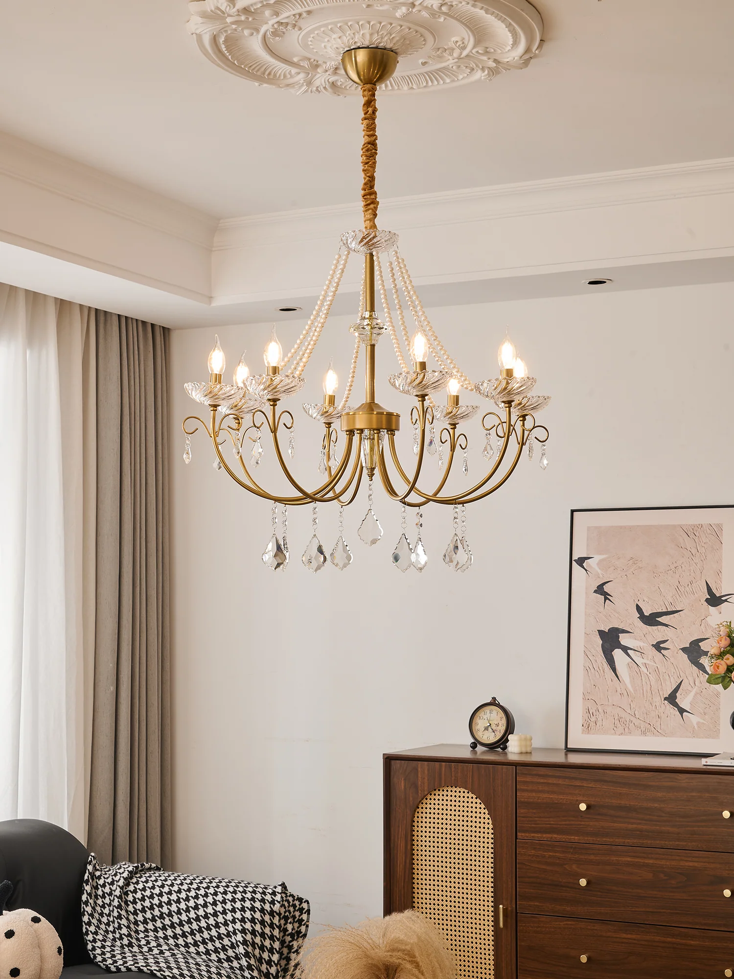 Люстра Imperial Pearl Crystal - 6 плафонов ∅72см x 65см, золотой, прозрачный