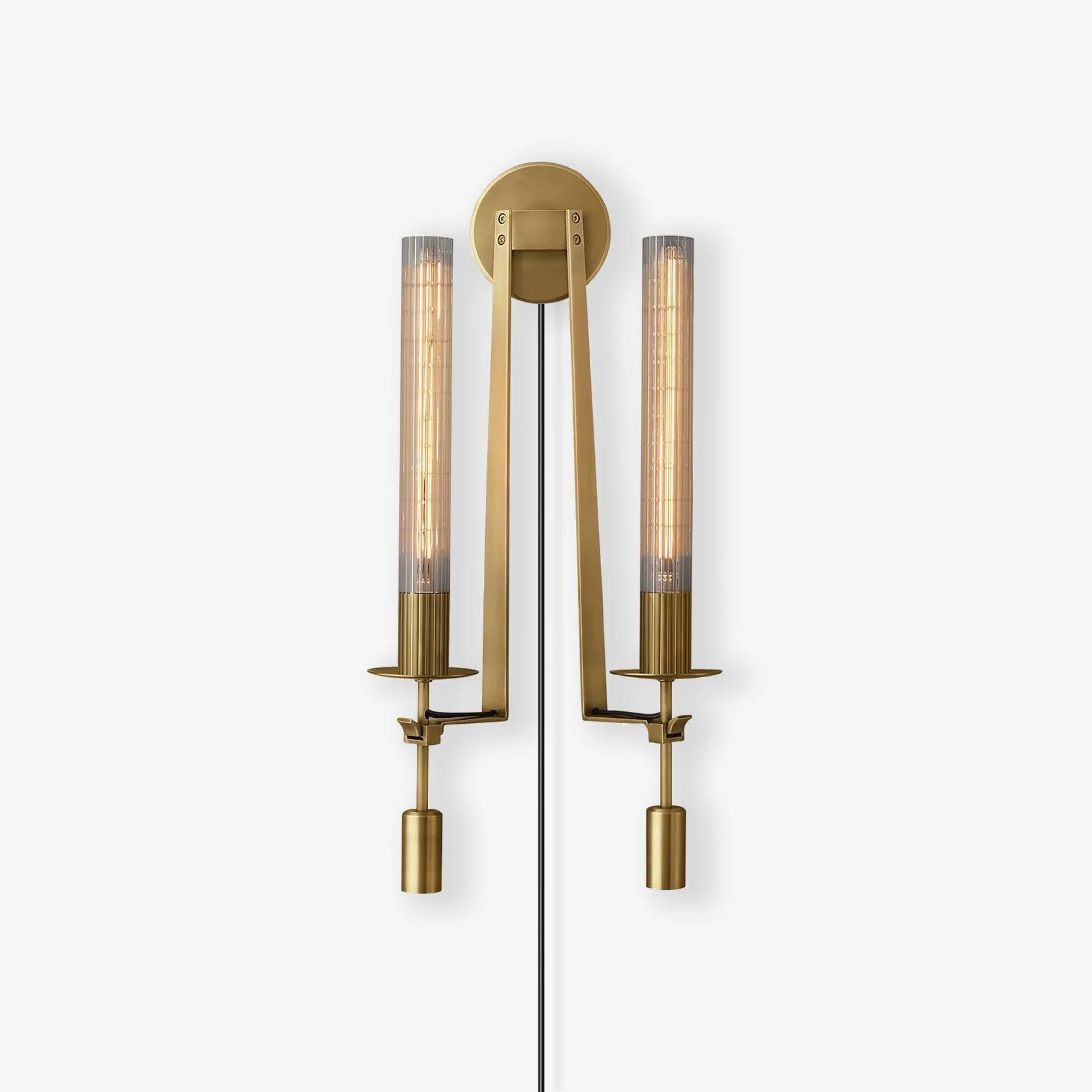 Настенный светильник French Classicism Plug-in - ∅12см x 71см, черный, прозрачное стекло