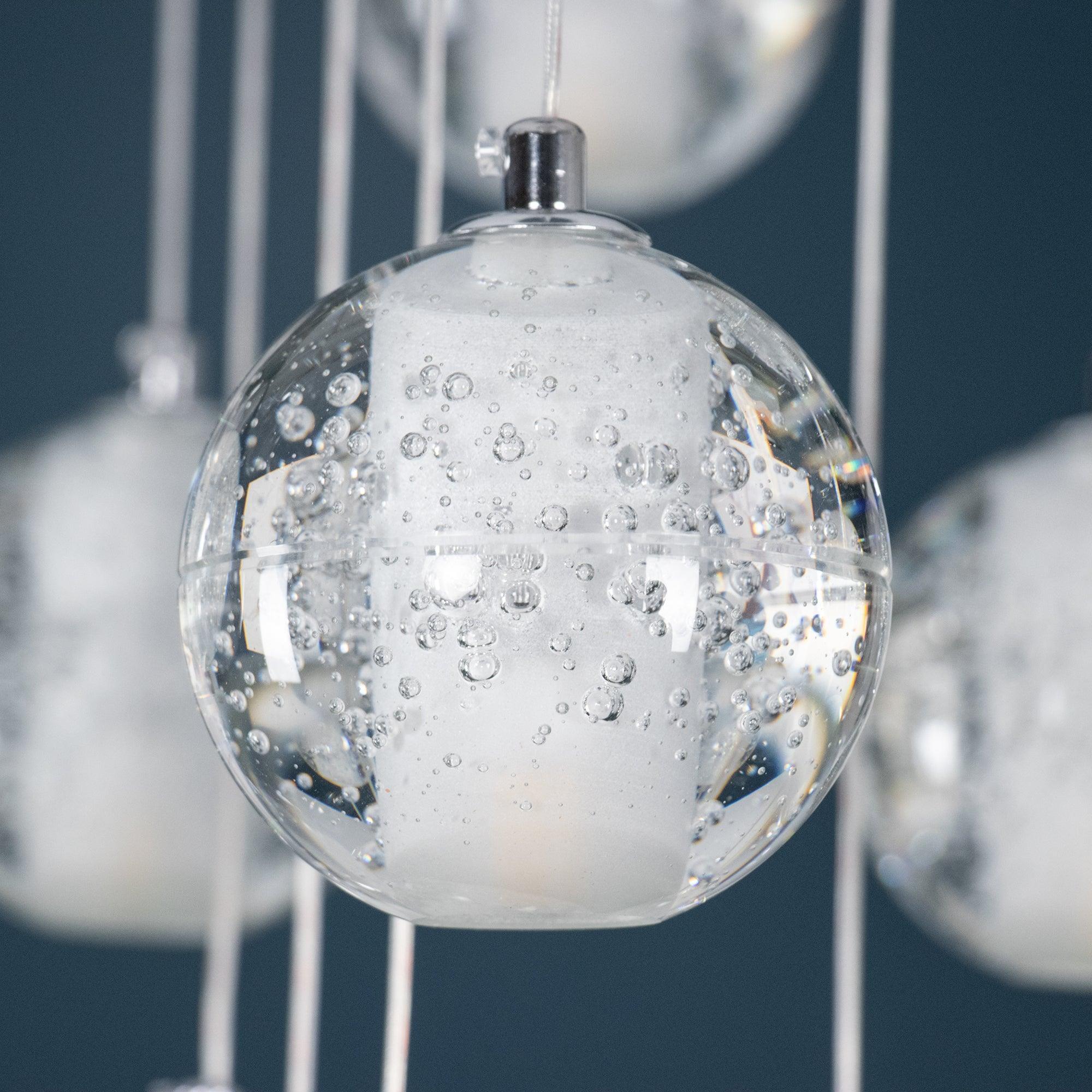Подвесной светильник Crystal Bubbles Balls - круглое крепление, 9 подвесов ∅40см x 200см, хром, прозрачный
