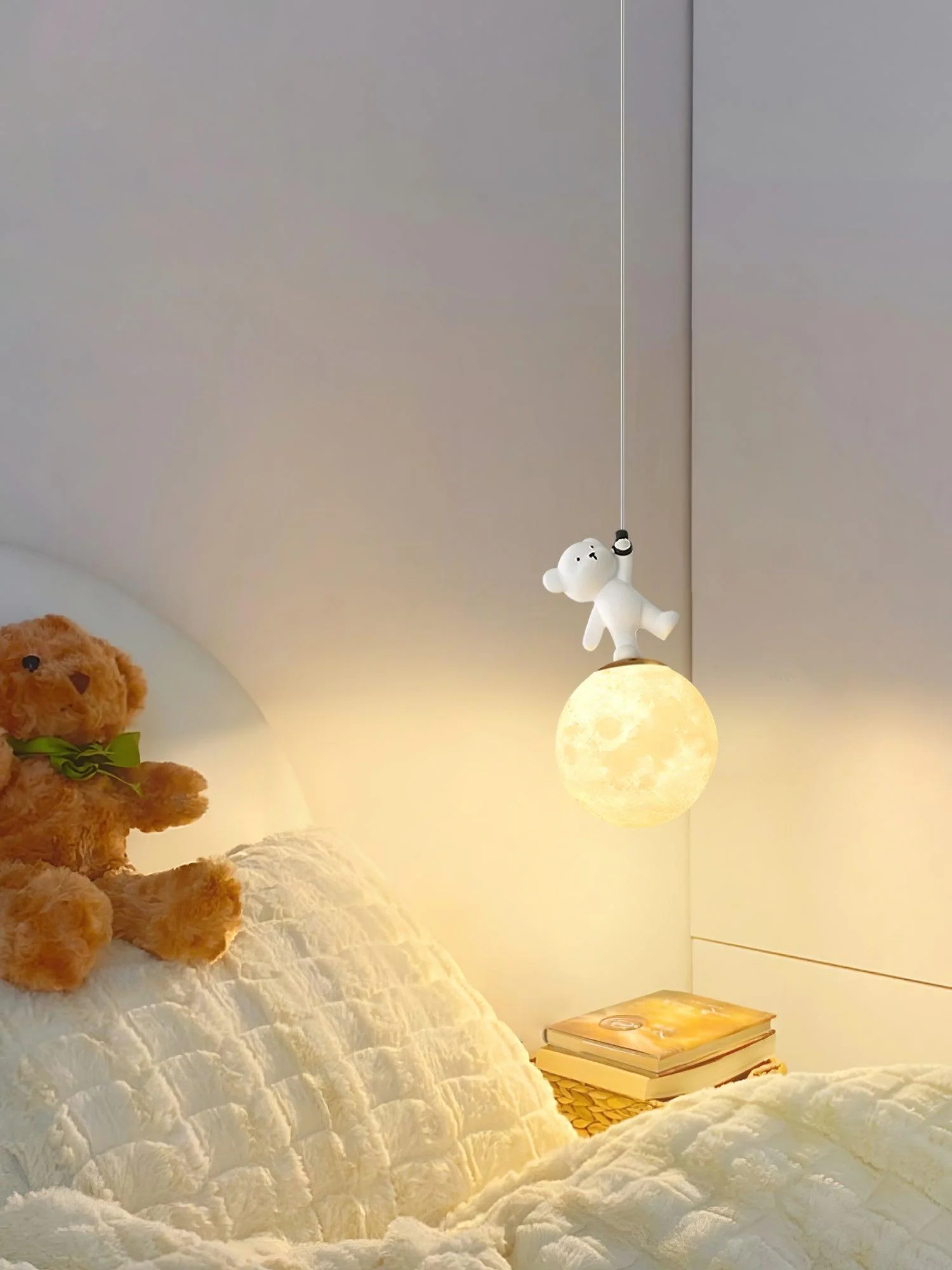 Подвесной светильник Animal And Moon - White dolphin ∅15см х 27см, хром