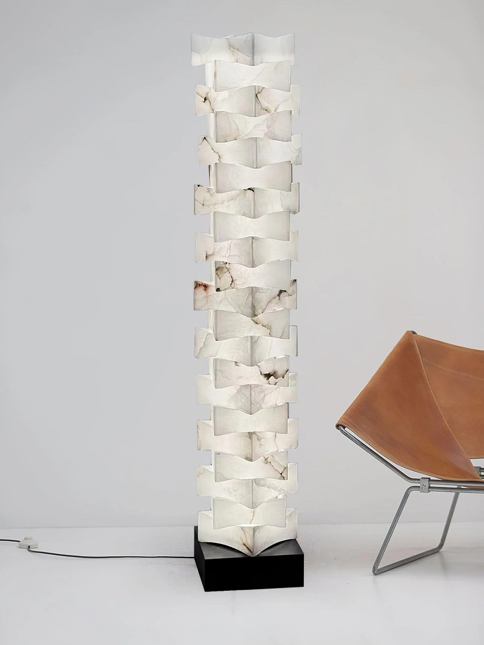 Торшер Stacked Alabaster Squares - 28см x 18см x 160см, холодный свет