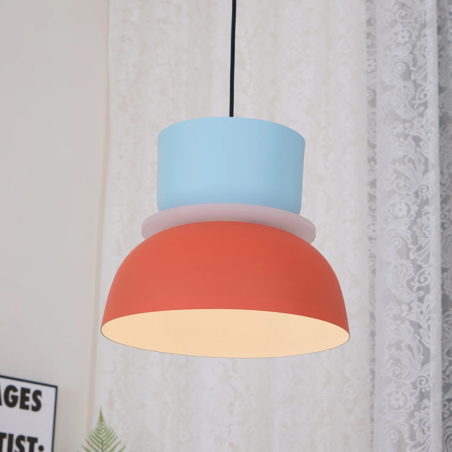 Подвесной светильник Etta Series - ∅18см x 24см, розовый, голубой