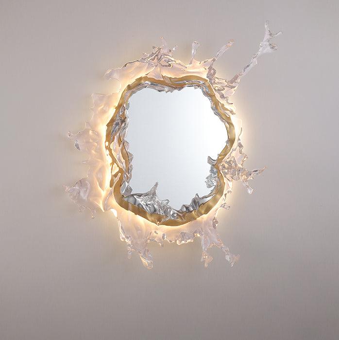 Настенный светильник Water Drop Mirror - ∅87см x 87см, золотой, прозрачный, теплый свет
