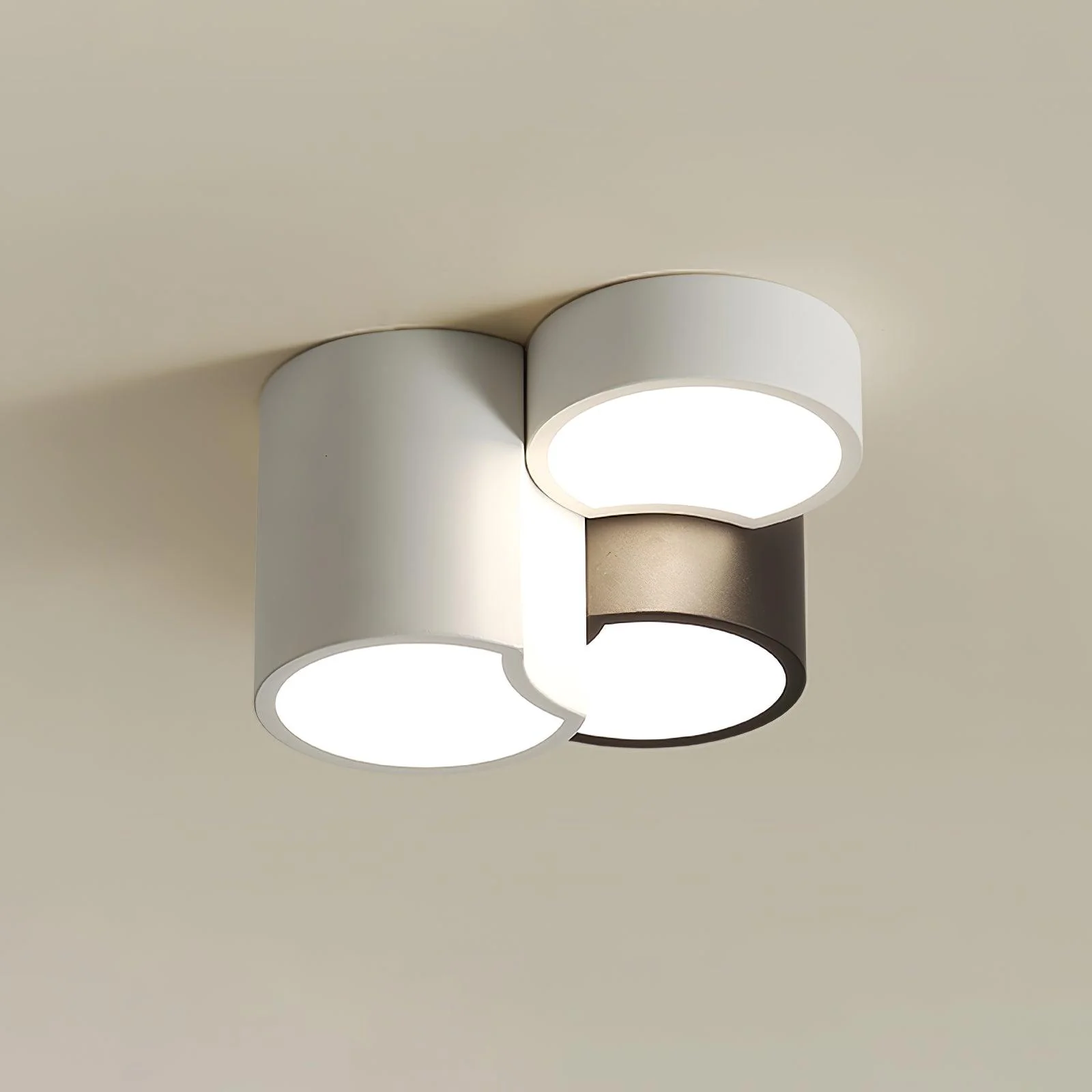 Потолочный светильник Geometric Collection - модель C, ∅30см x 25см, белый, черный, теплый свет