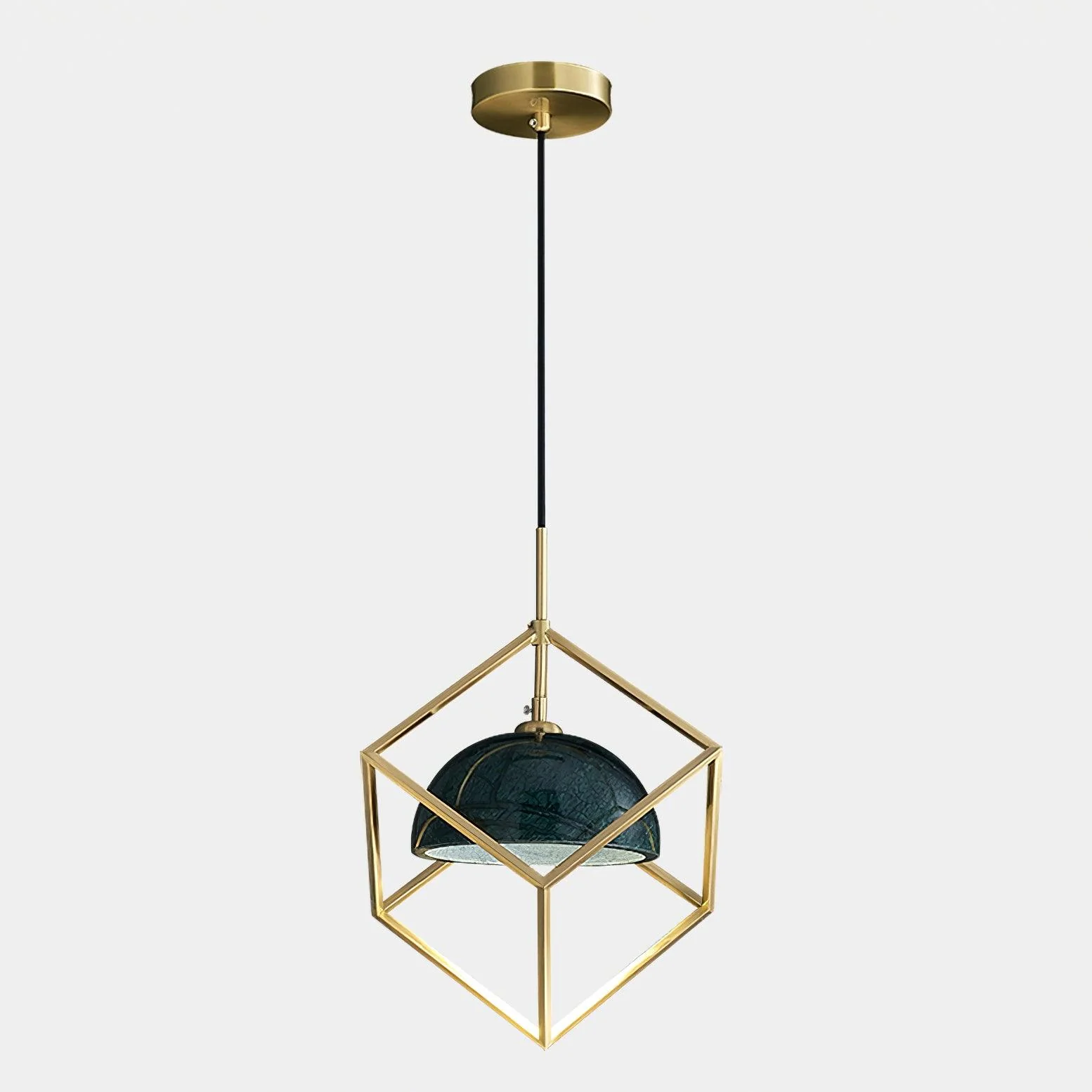 Подвесной светильник Lantern Square - модель A ∅15см x 15см, латунь, зеленый мрамор