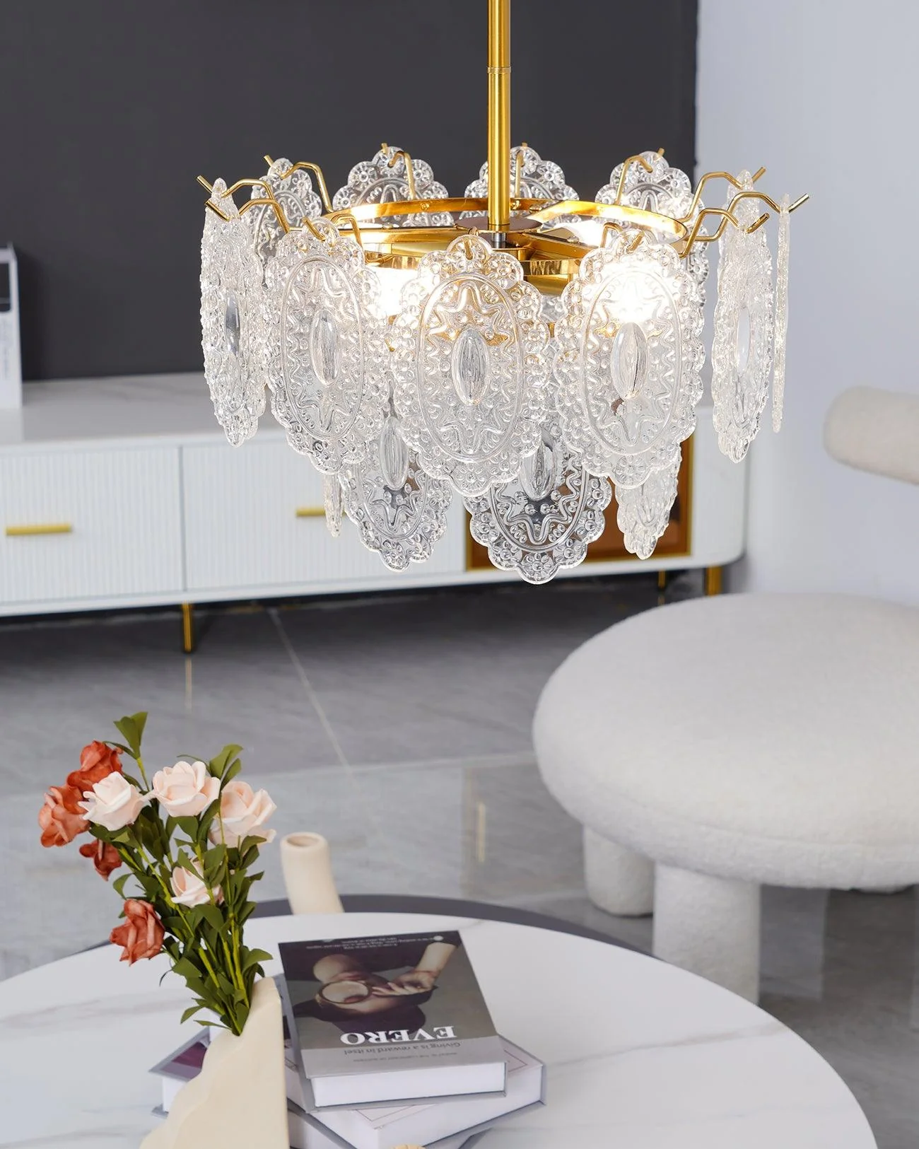 Люстра Wave Glass - ∅40см x 25см, золотой, прозрачный