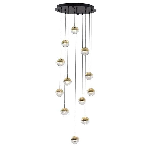 Подвесной светильник Restaurant Art LED - 5 плафонов ∅70см x 200см, розовое золото, теплый свет