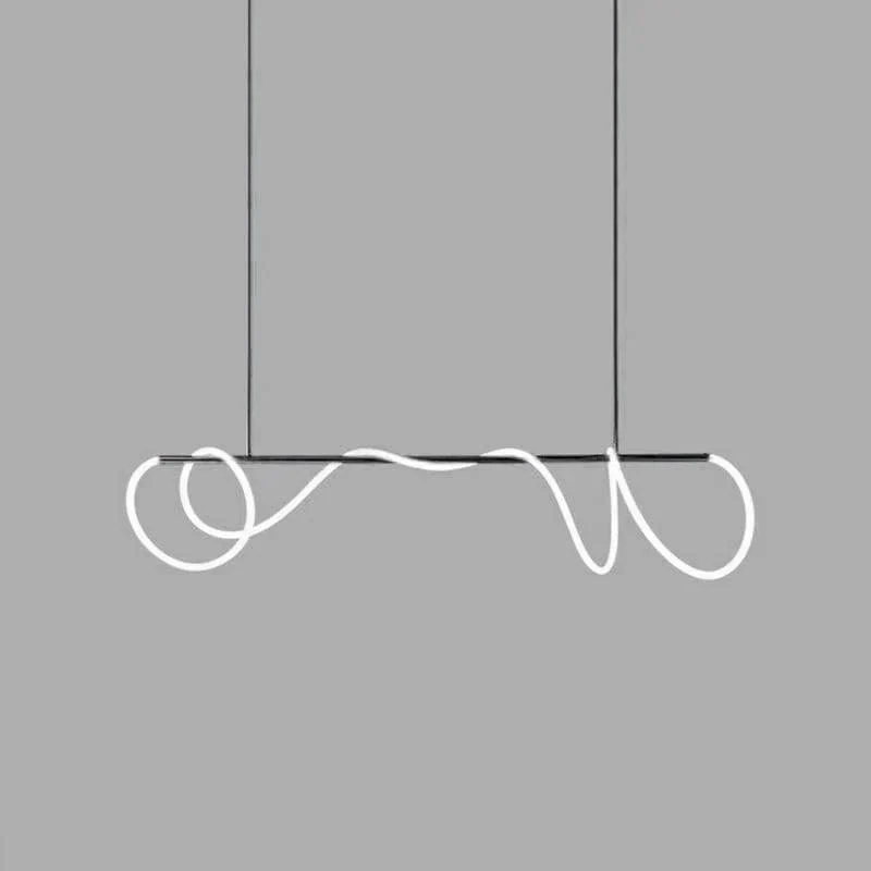 Люстра Flexible Linear Curve - 150см x 2см x 32см, черный, белый, с диммером