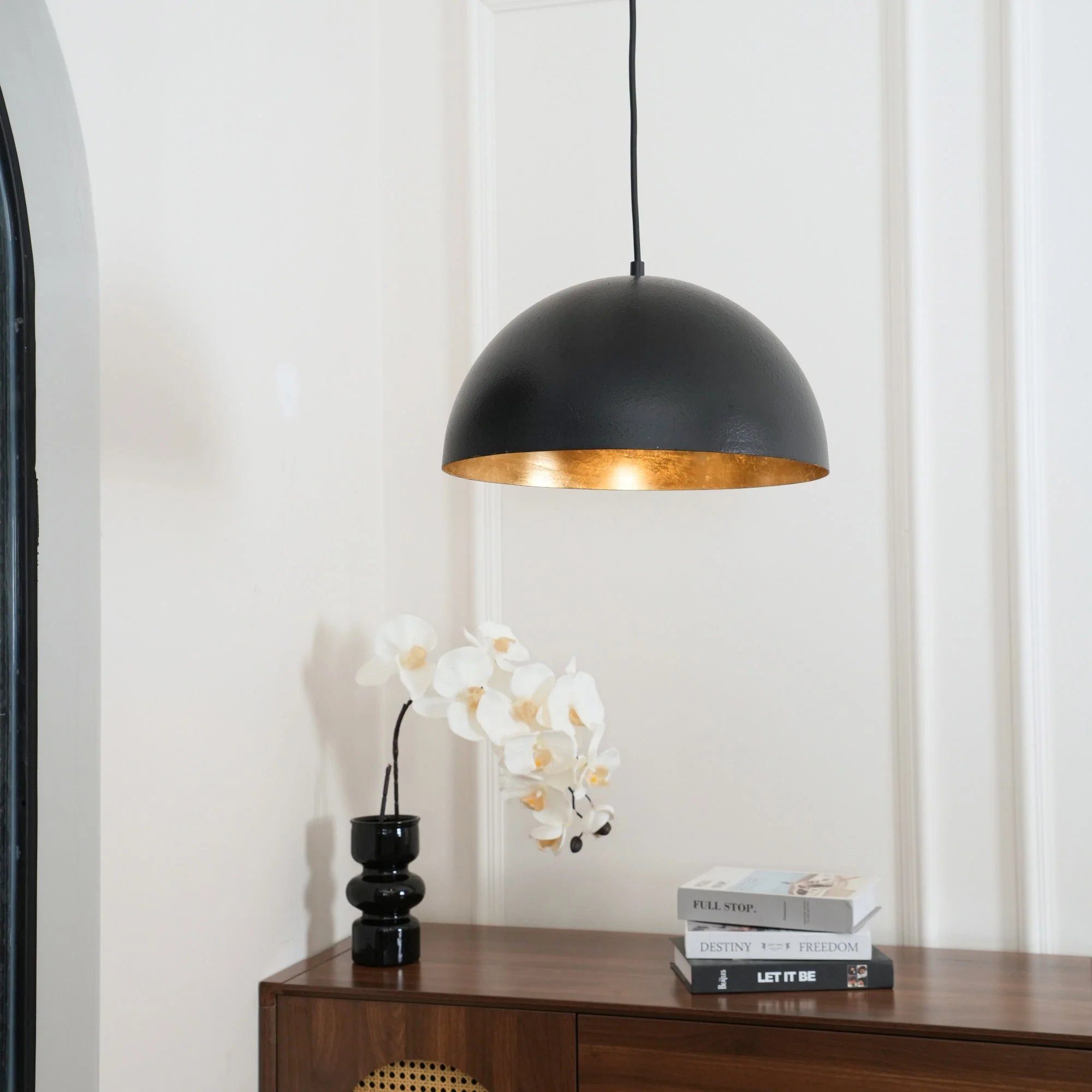 Подвесной светильник Marlow Dome - ∅35см x 22см, черный, золотой