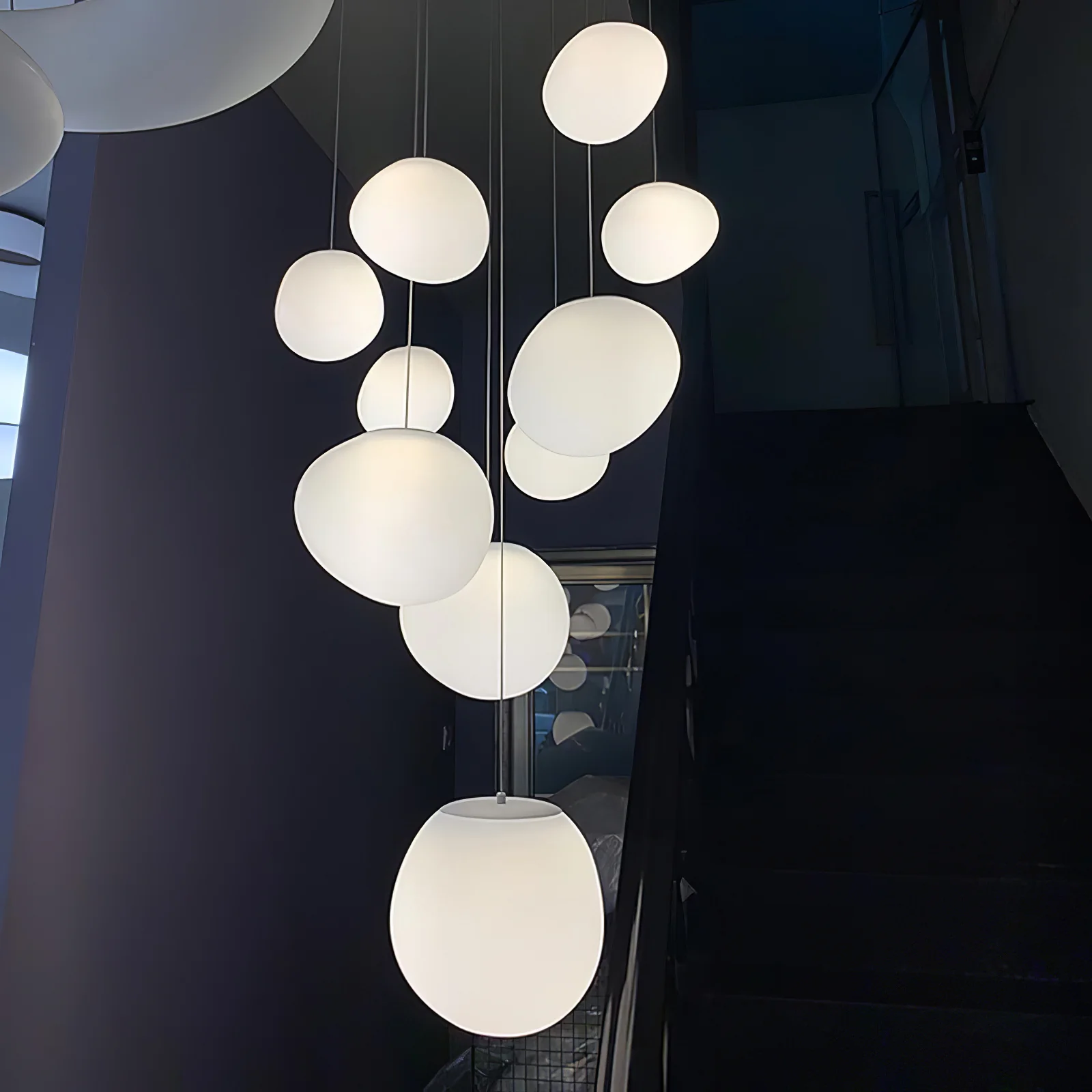 Подвесной светильник Gregg Stone Shape Glass - ∅23см x 16см, белый, теплый свет