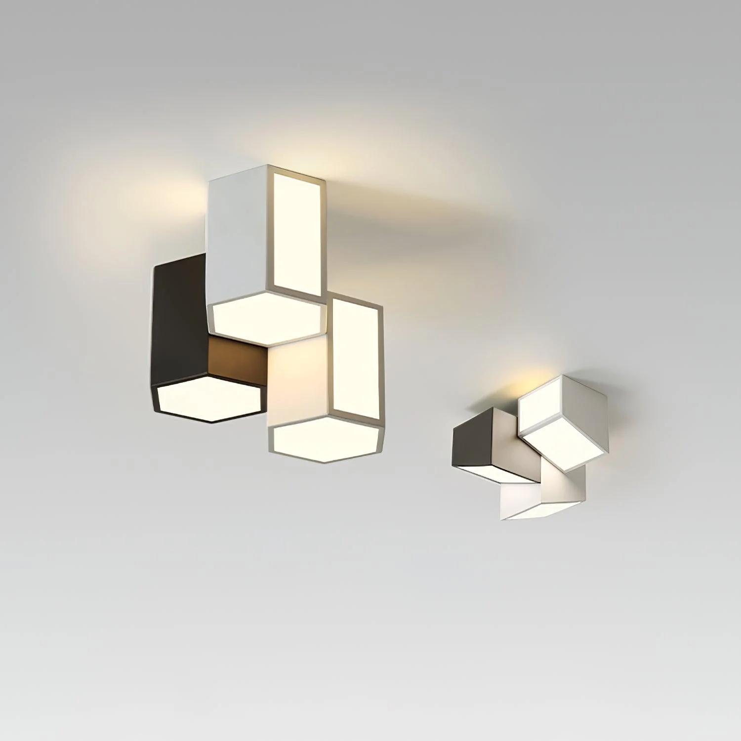 Потолочный светильник Geometric Collection - модель C, ∅30см x 25см, белый, черный, теплый свет