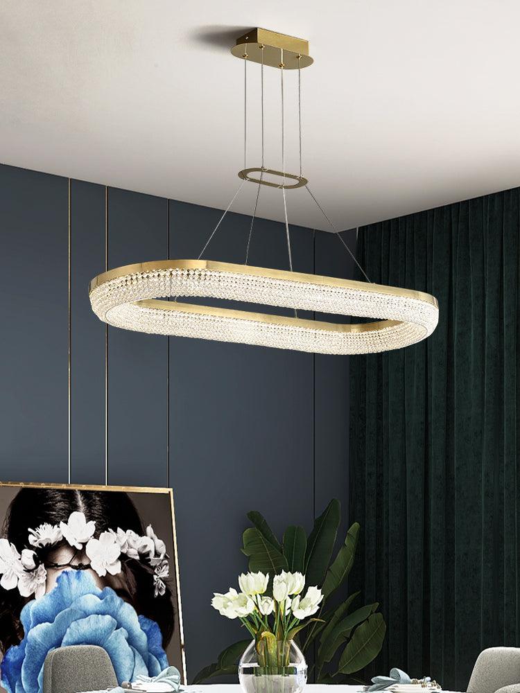 Люстра Round Ring Crystal - 90см x 35см x 7см, золотой, теплый свет