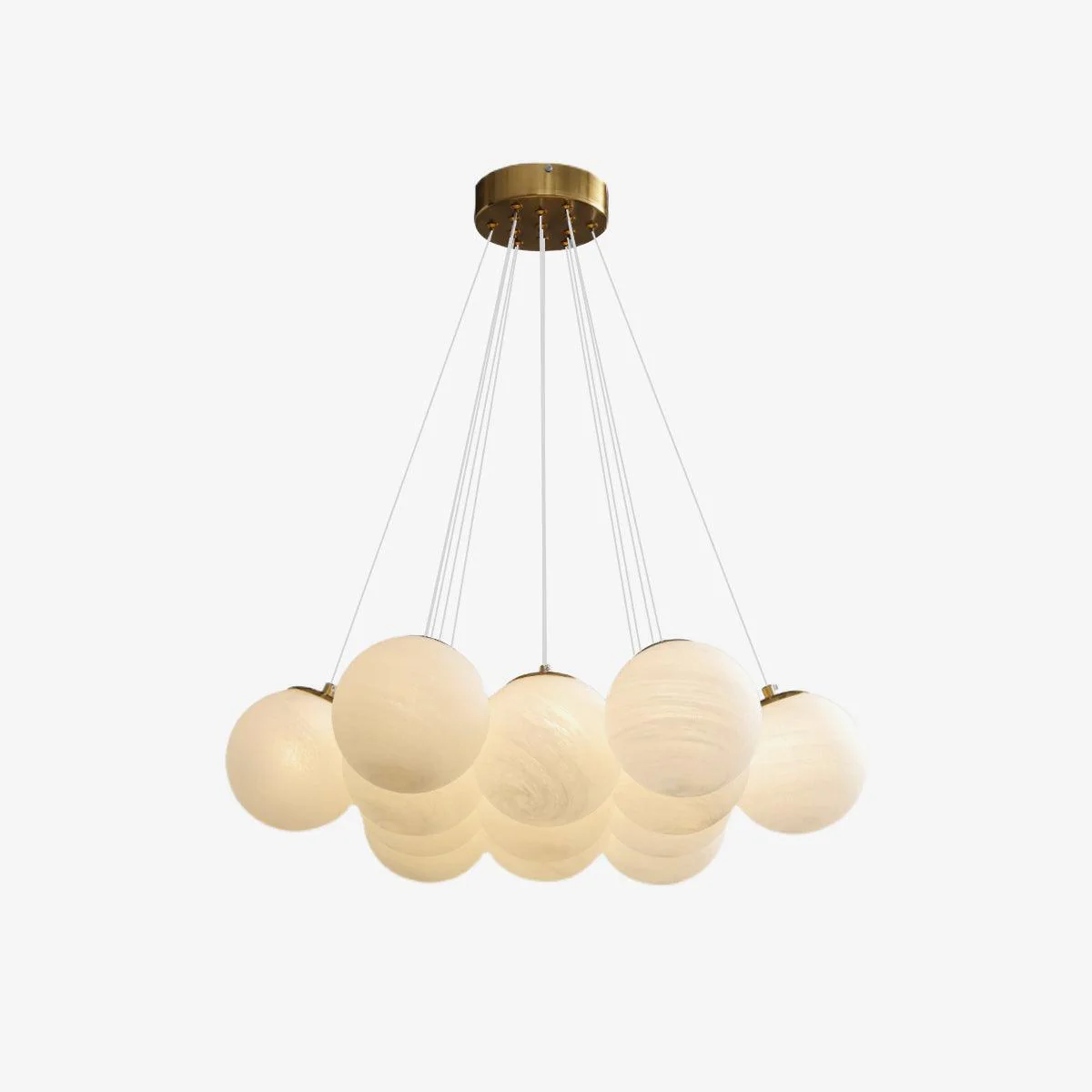 Люстра Glass Cluster - 19 подвесов ∅75см x 150см, золотой, белый