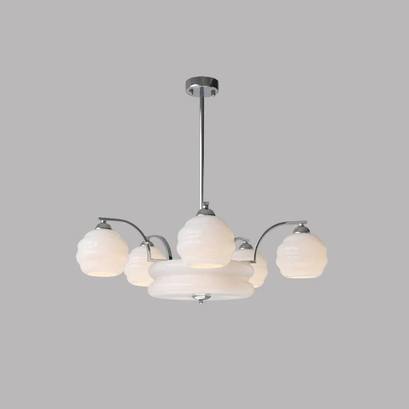 Люстра Art Deco Vintage - 3+1 плафона ∅62см x 28см, золотой, белый