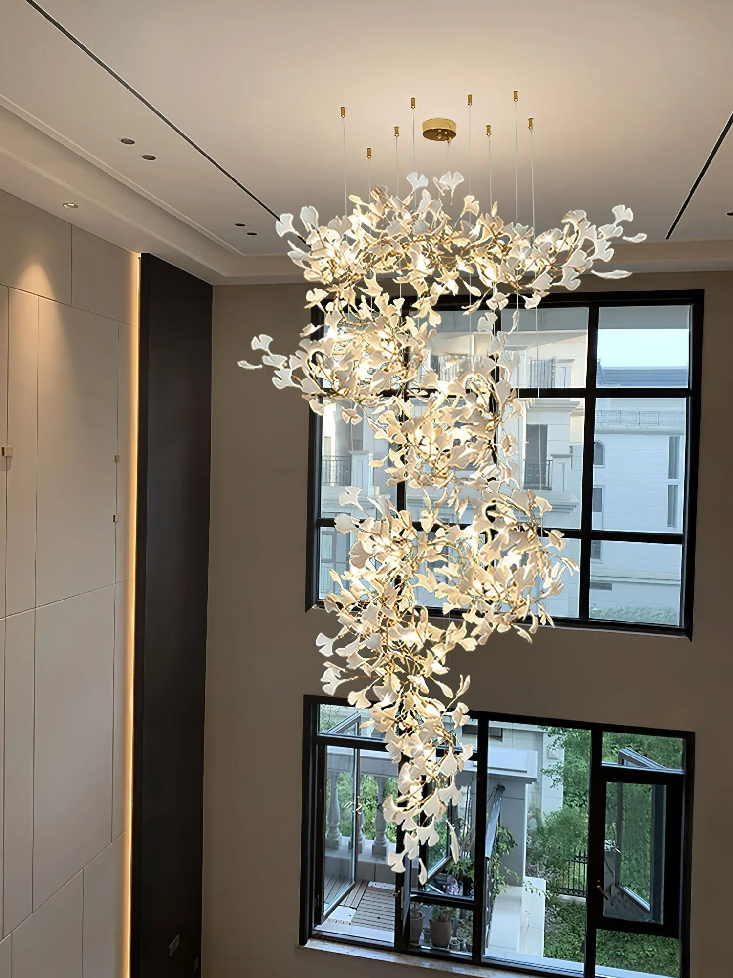 Люстра Gingko F - ∅100см x 200см, золотой, белый