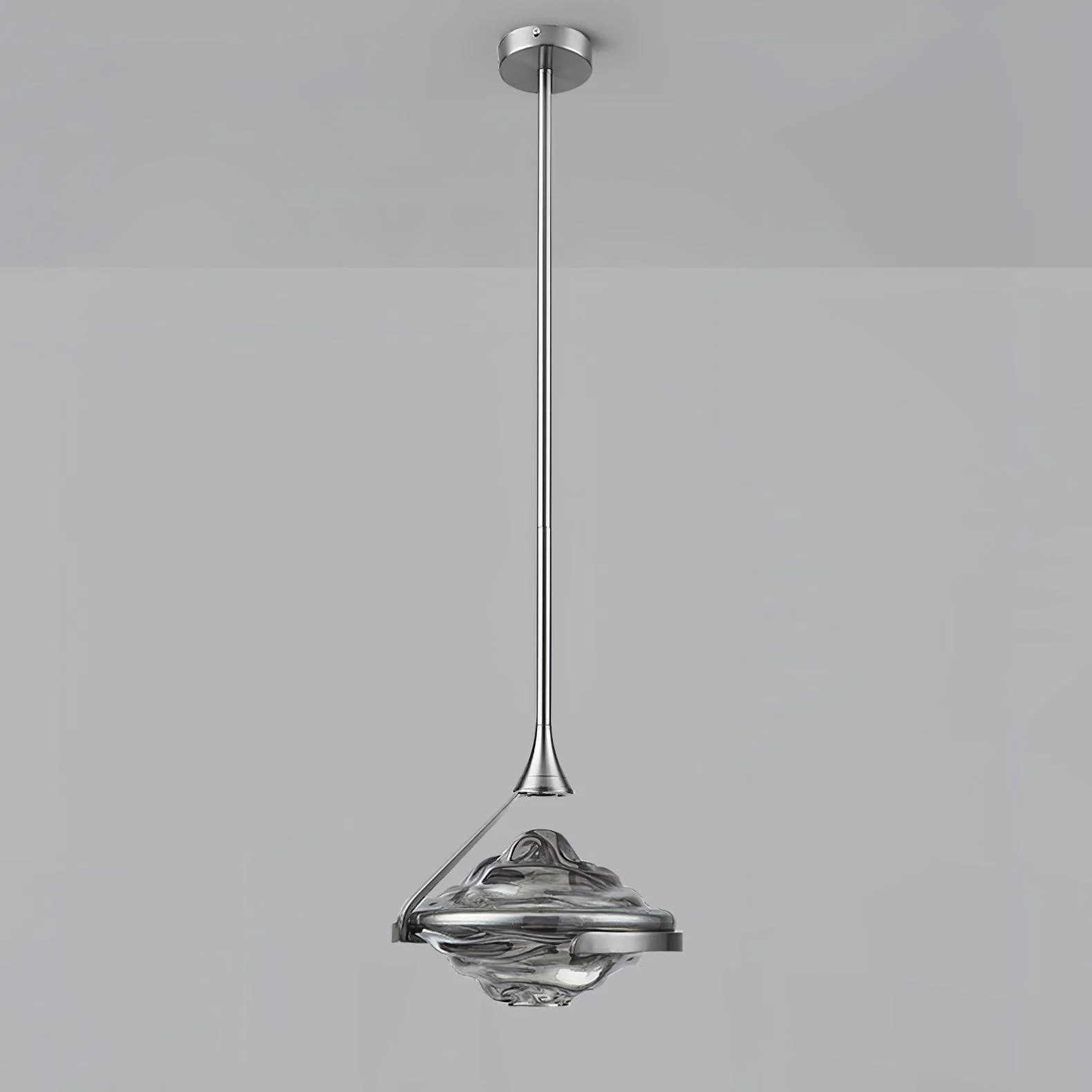 Подвесной светильник Diamond Crystal - ∅25см x 120см, хром, дымчато-серый, холодный свет