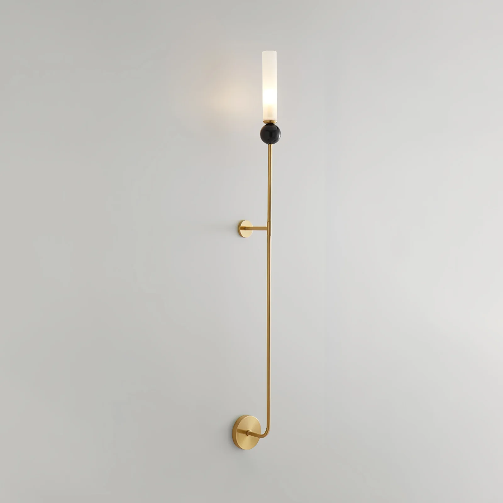 Настенный светильник Marble Vertical - модель C, ∅10см x 115см, черный, черный мраморный шар