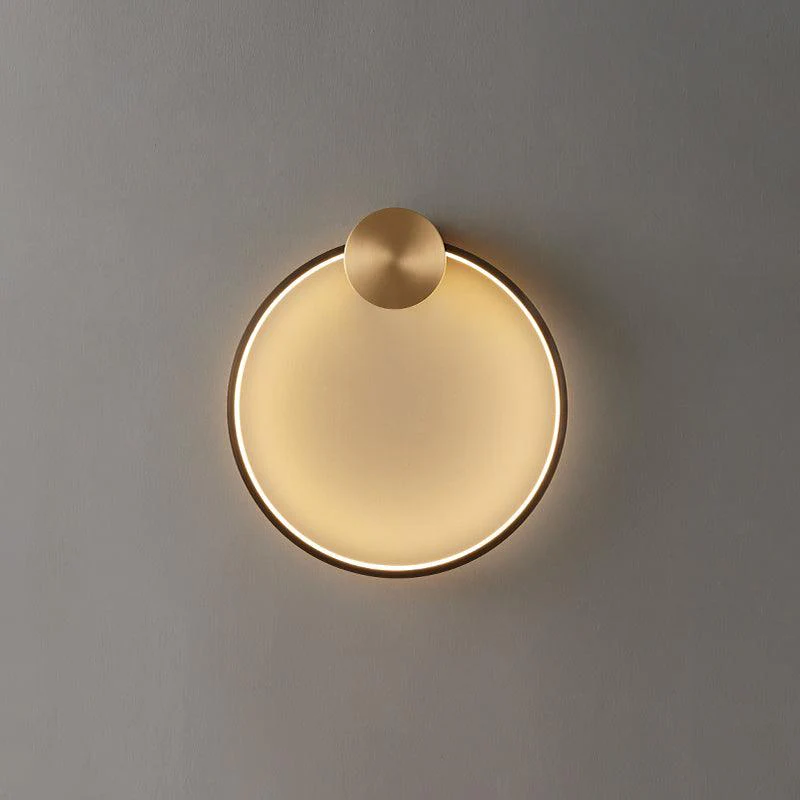 Ring Shaped LED Wall Light - Dia 20cm Set of 2 / Black & Brass / Three-Color Changing Light