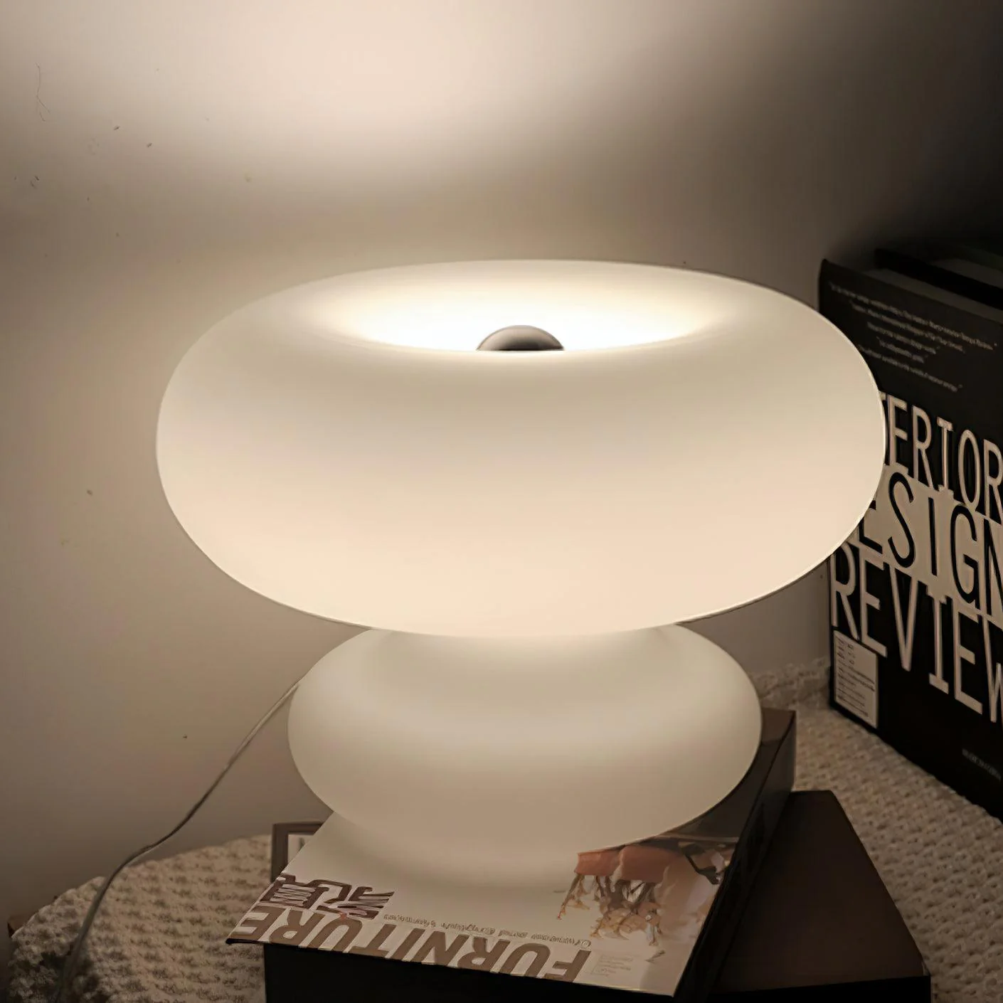 Donut Table Lamp - ∅ 11″ x H 7.9″/ Dia 28cm x H 20cm / White / UK plug