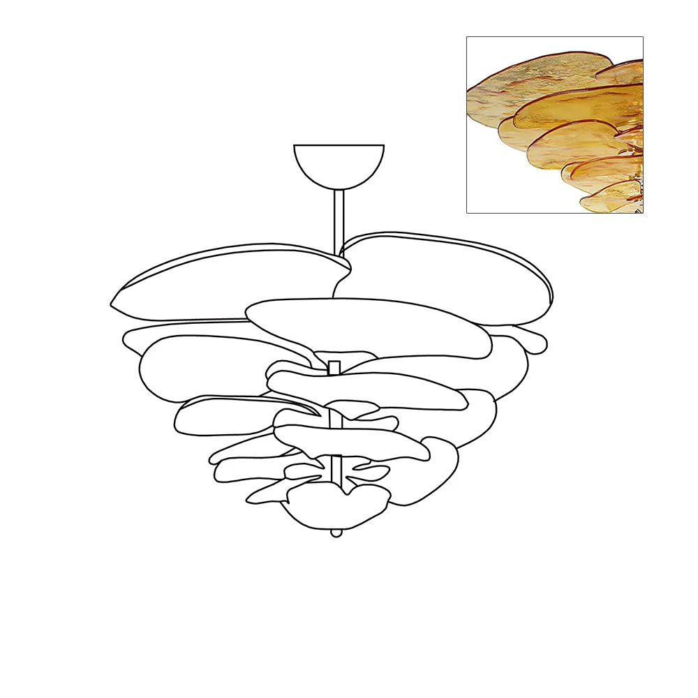 Люстра Petals Gold Murano - 4 яруса ∅67см x 29см, янтарь, золотой