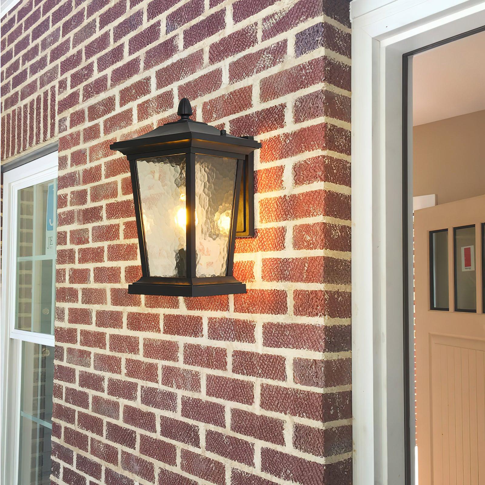 Lodge Birdcage Outdoor Wall Lamp - Set of 2 / Black / Clear glass