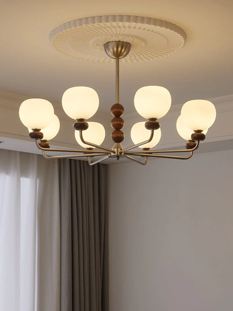 Люстра Orb Walnut - 8 плафонов ∅90см x 25см, орех, никель