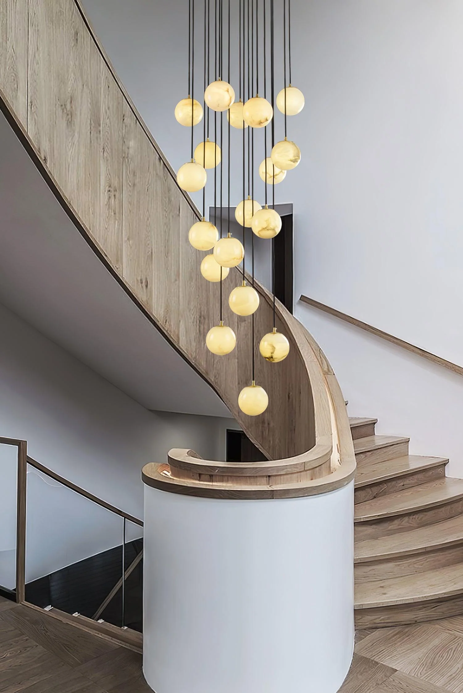 Люстра Alabaster Balls Cluster - 9 подвесов 40см x 40см x 200см, черный, белый