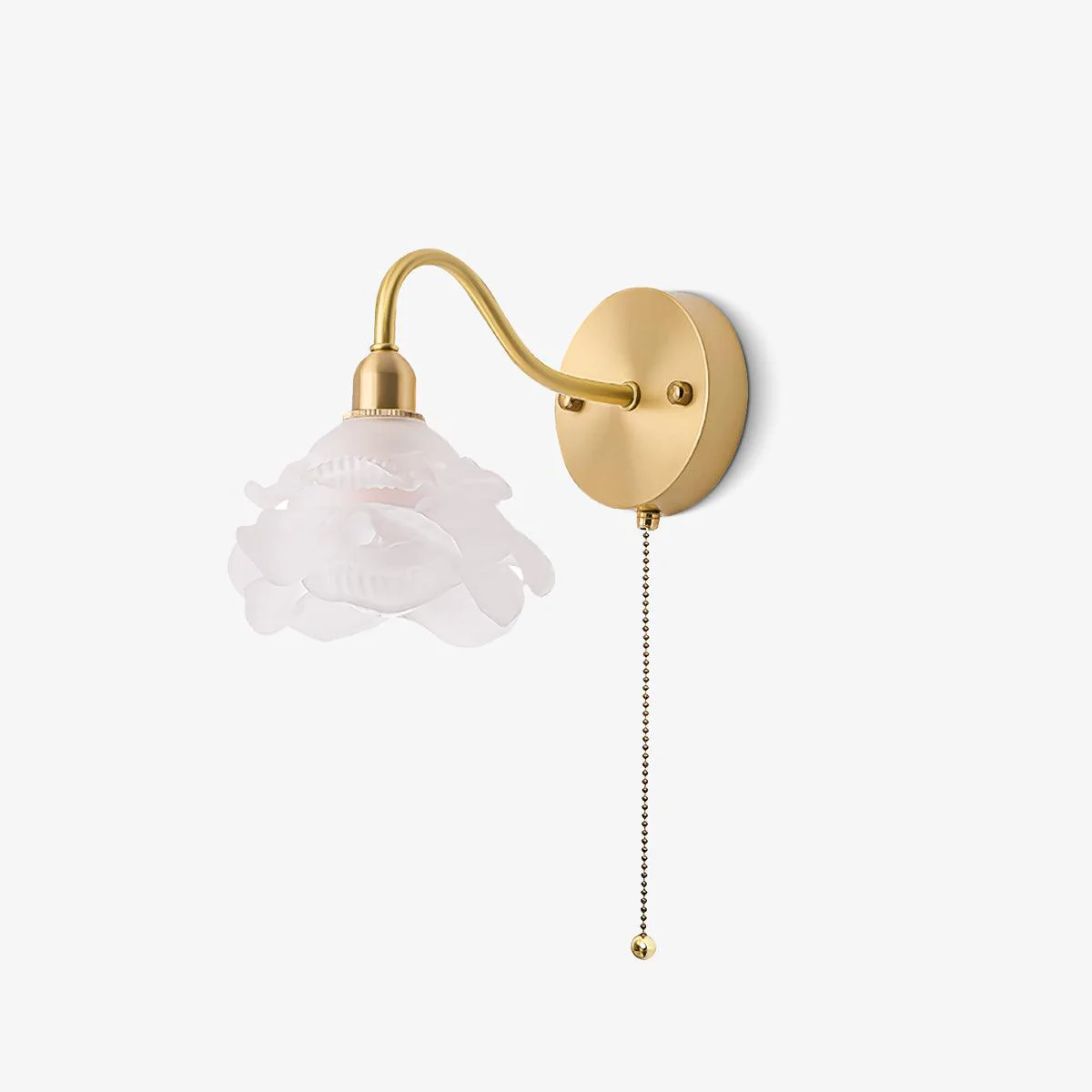 Настенный светильник Rose Brass - ∅12см x 20см, золотой, белое матовое стекло
