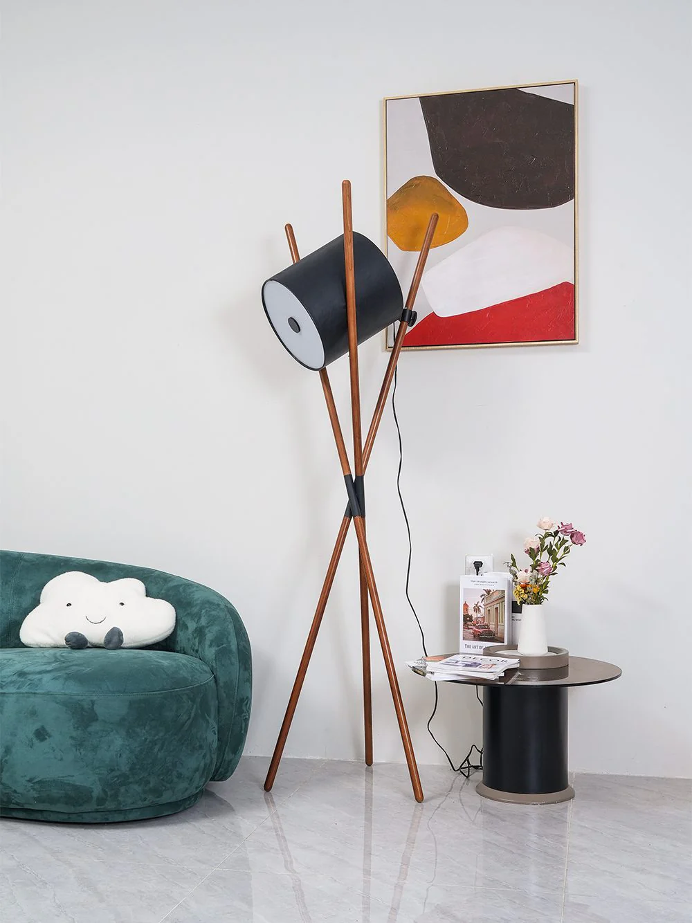Торшер Shift Lamp - ∅58см x 173см, черный, дерево