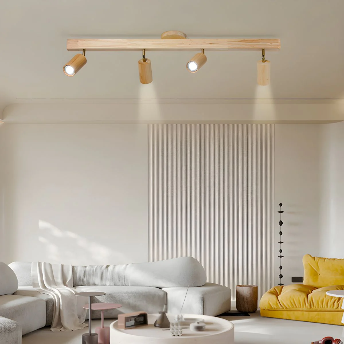 Трековый светильник Natural Wood Beam - 3 источника света 80см х 22см, орех, теплый свет