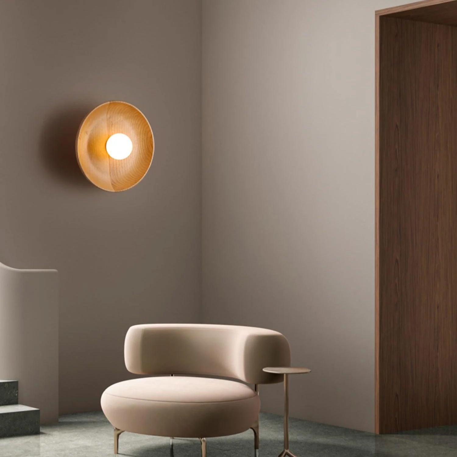 Настенный светильник Centric - ∅28см x 28см, дерево