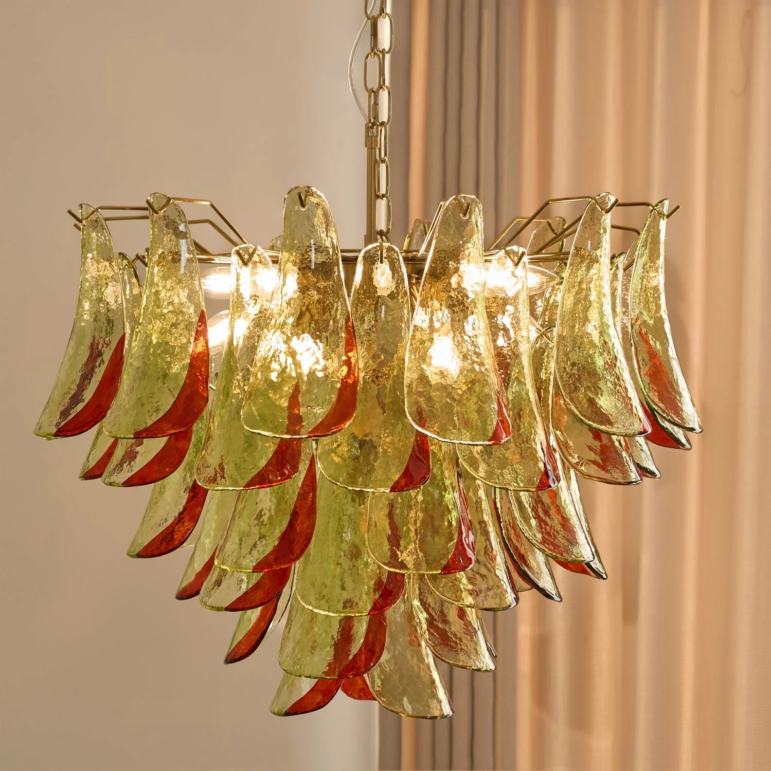 Люстра Emerald Flame Murano Glass - ∅75см х 75см, зеленый, золотой