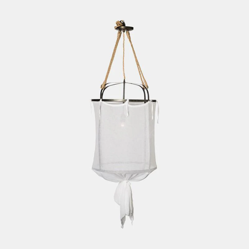 Подвесной светильник Provence Linen - ∅35см x 50см, медь, белый