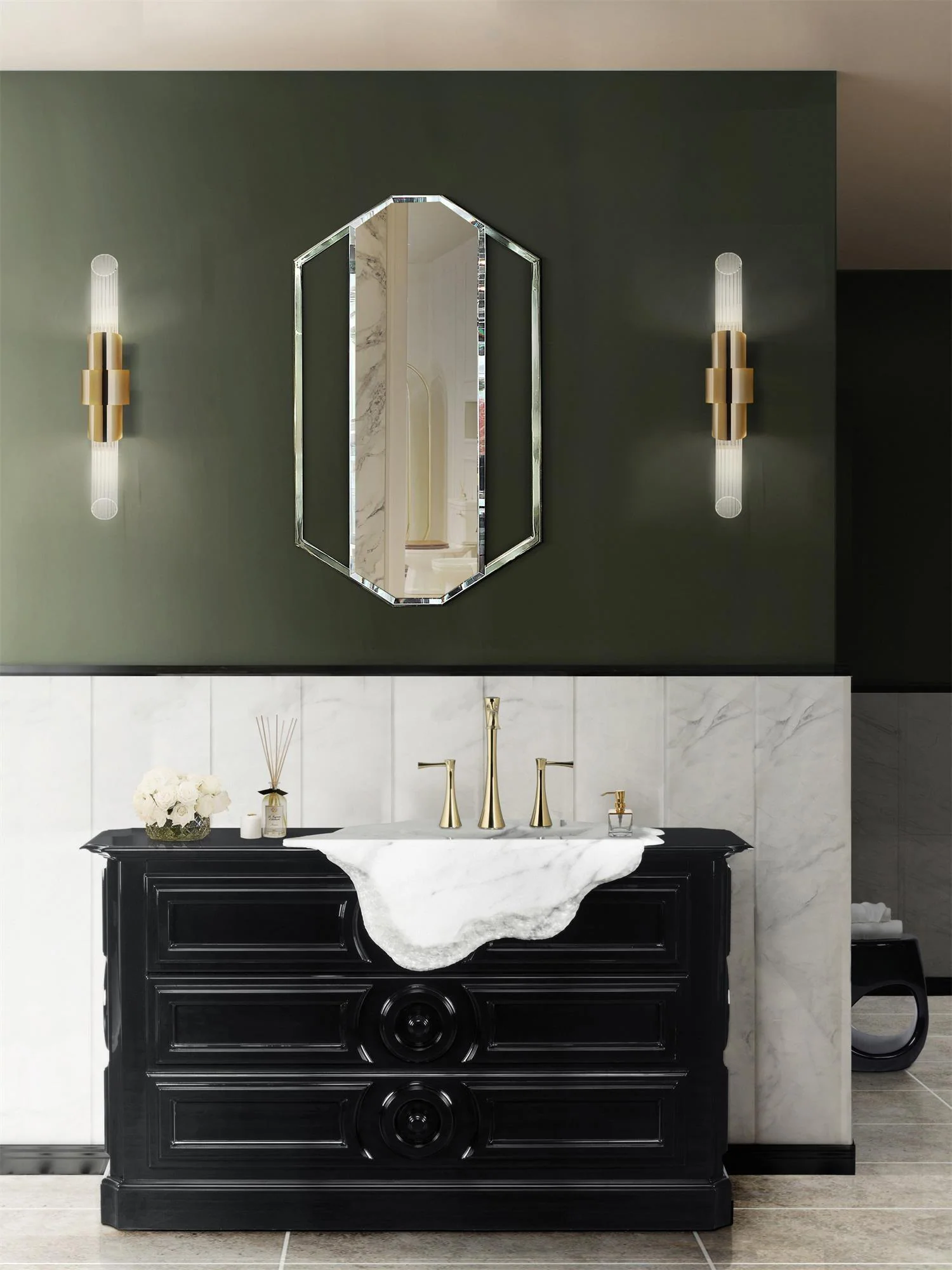 Tycho Small Wall Lamp - Set of 2 / Gold+Clear / Cool Light