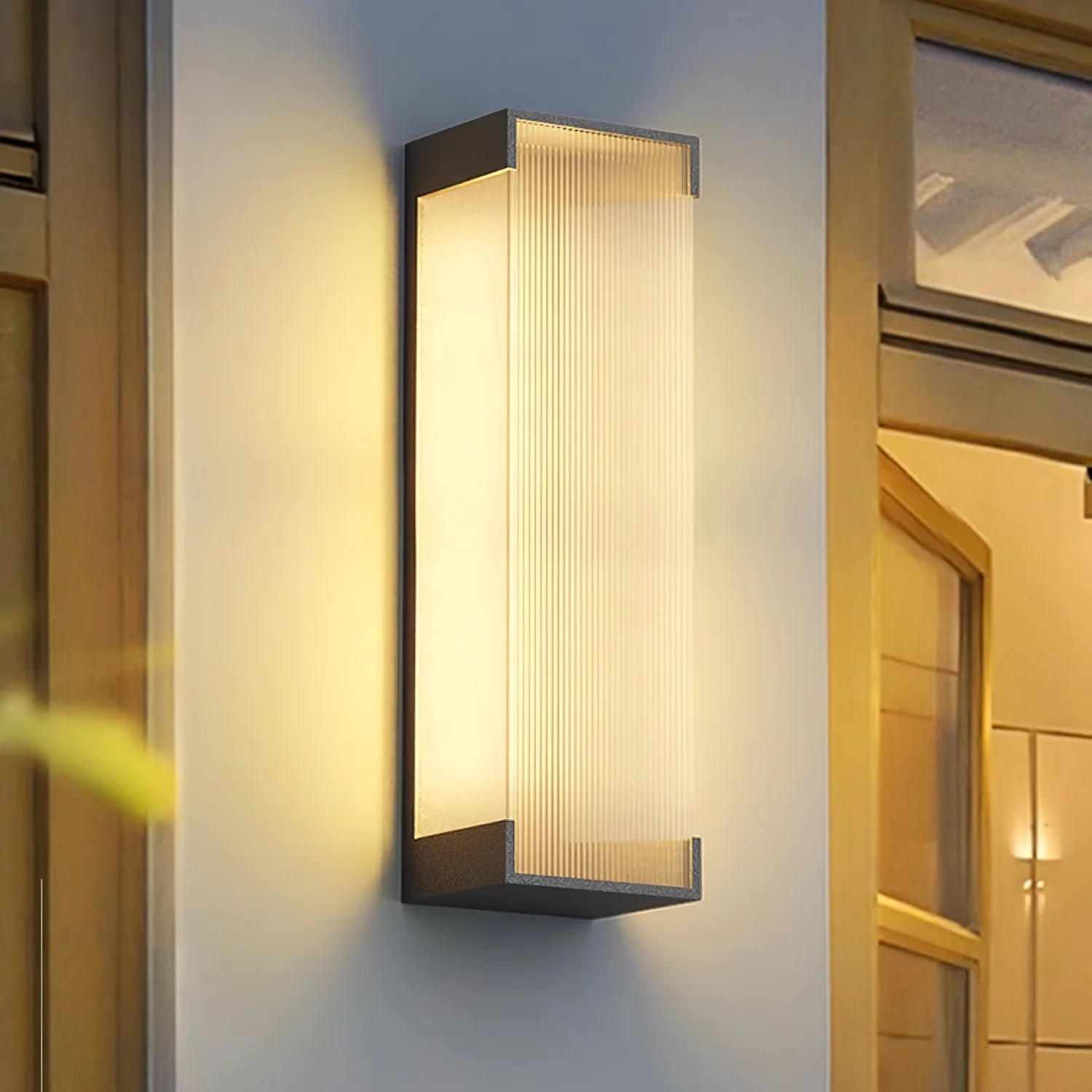 Rectangular Outdoor Wall Light - L 5.9″ x H 19.7″ x Depth 2″ / Warm Light / Set Of 2