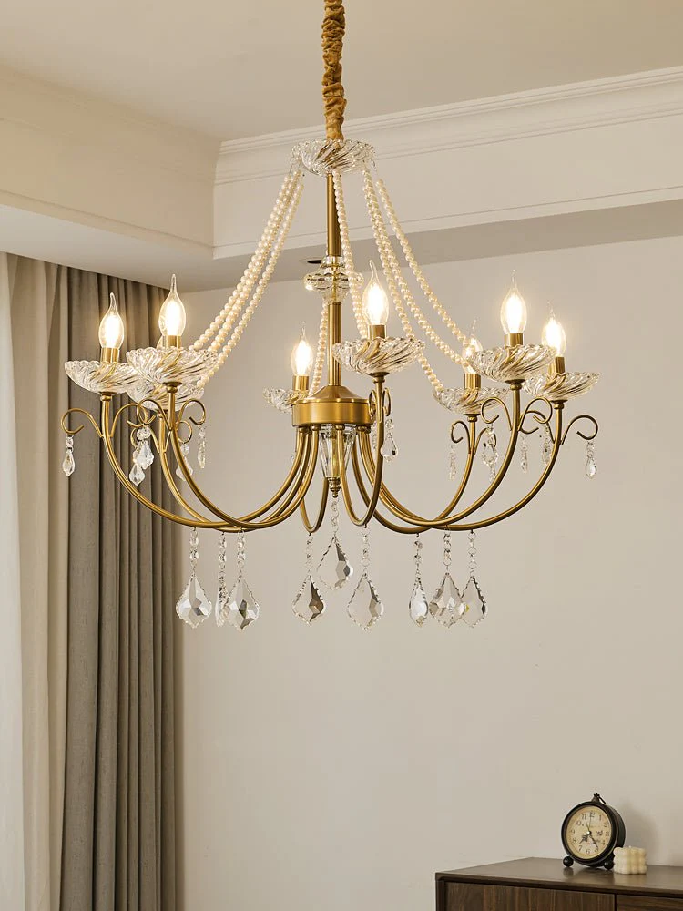 Люстра Imperial Pearl Crystal - 6 плафонов ∅72см x 65см, золотой, прозрачный