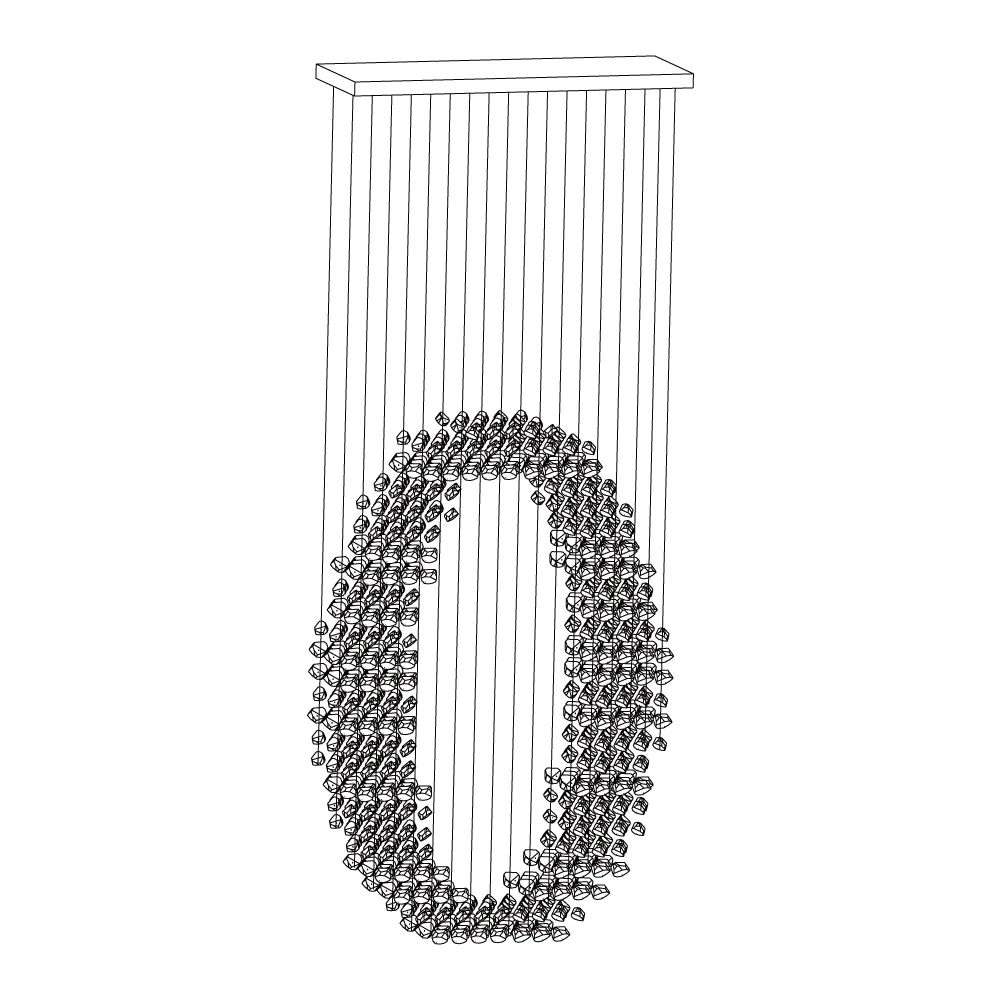 Люстра Charcoal M-R - длинное крепление R, 100см x 35см x 250см, черный, теплый свет