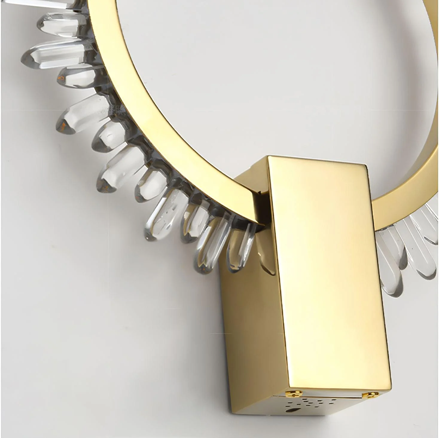 Natural Crystal Wall Lamp - ∅ 9.8″ x H 12.5″ / Dia 25cm x H 32cm Set of 2 / Gold & Clear / Warm White