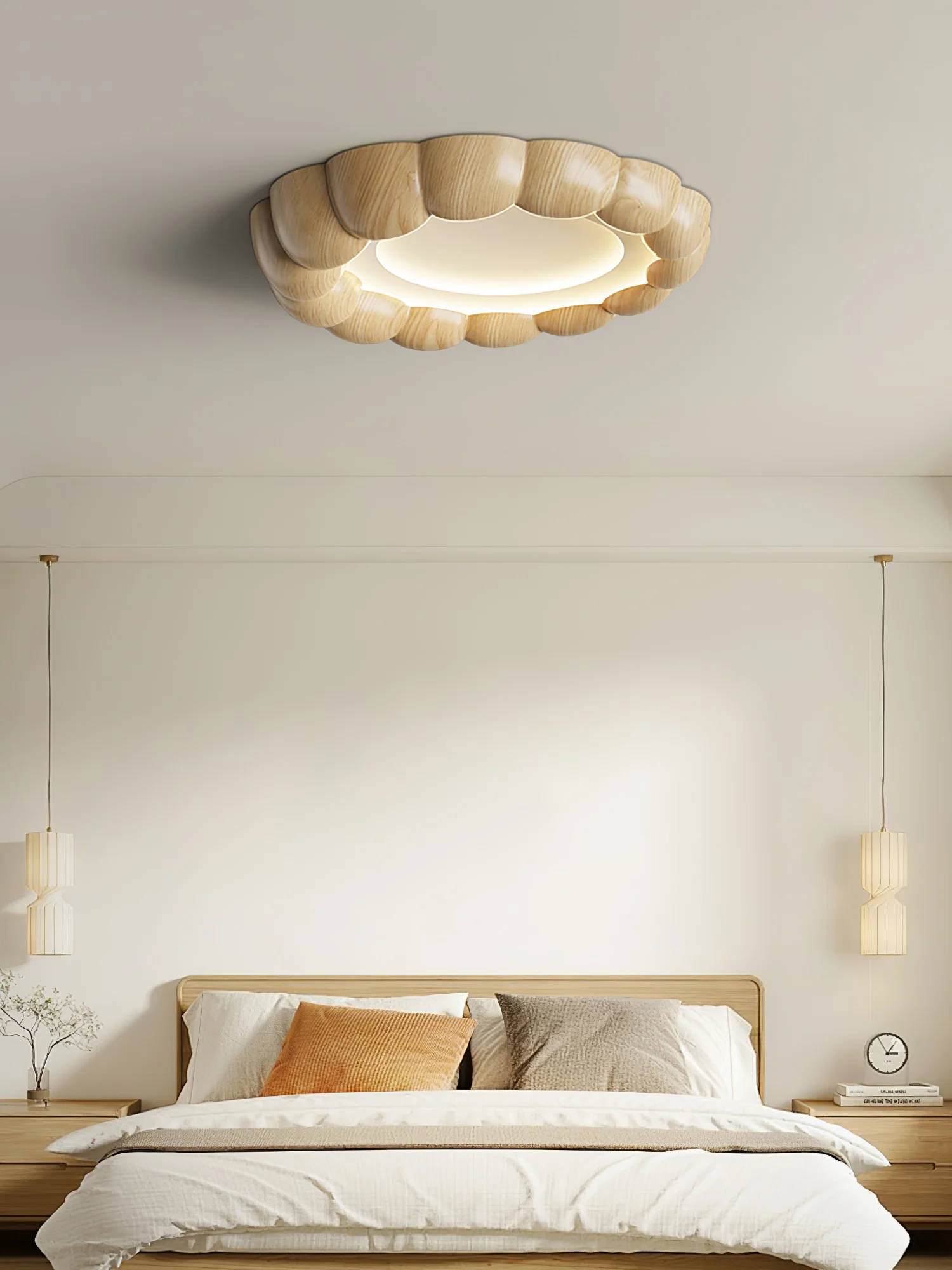 Потолочный светильник Faux Wood Ripple - модель B ∅50см x 6см, натуральная текстура дерева, 3000-6500К