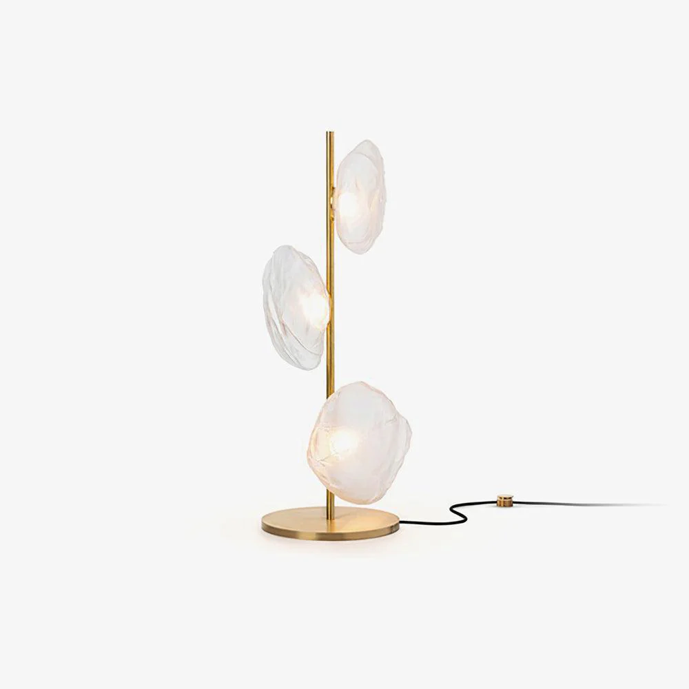 Glass Petals Table Lamp - ∅ 13.8″ x H 35.4″ / Dia 35cm x H 90cm / Gold+Smoke gray / US plug