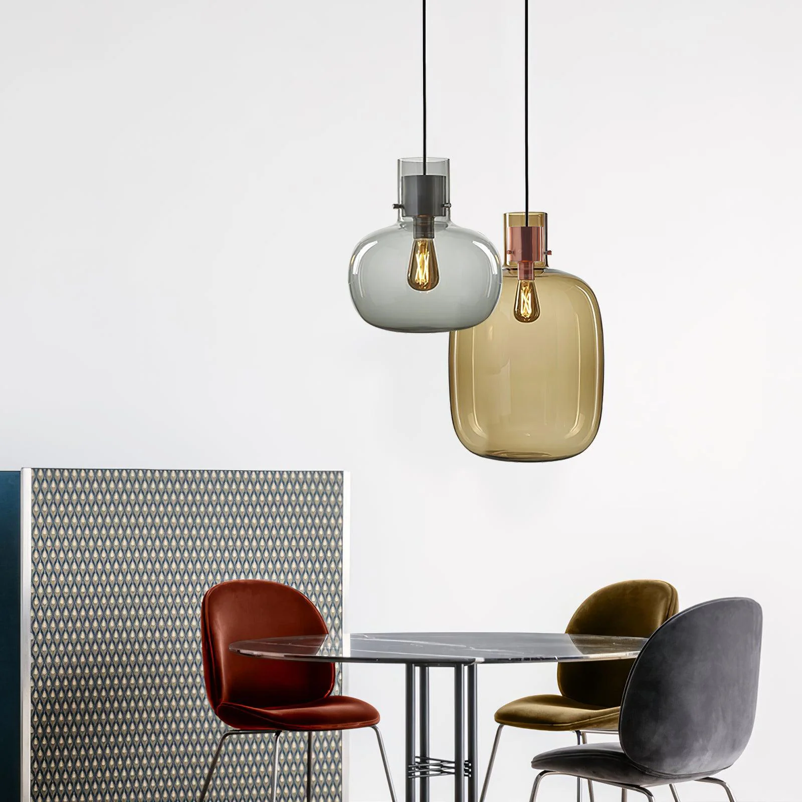 Подвесной светильник Cambre Glass - ∅25см x 28см, дымчато-серый